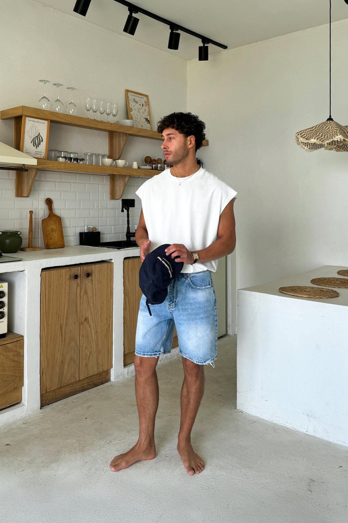 Açık Mavi Basic Kot Şort