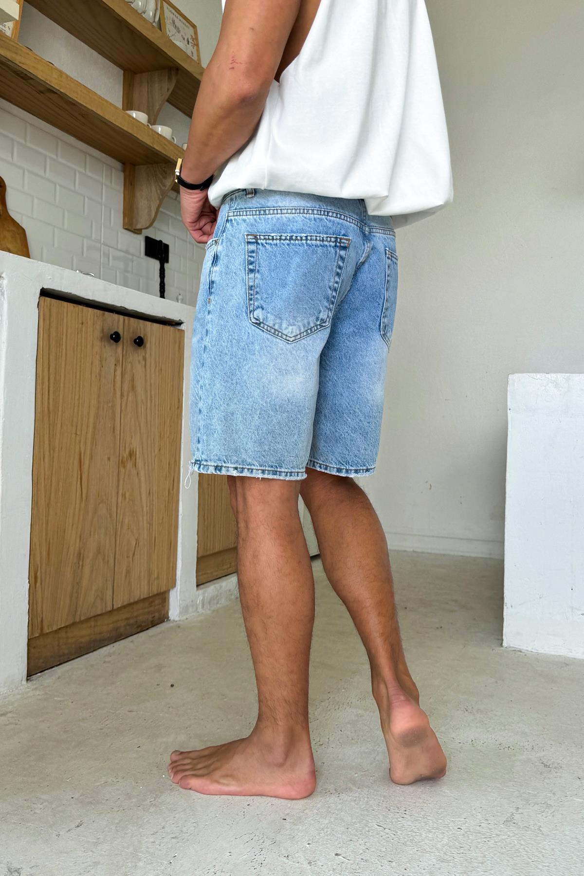 Açık Mavi Basic Kot Şort