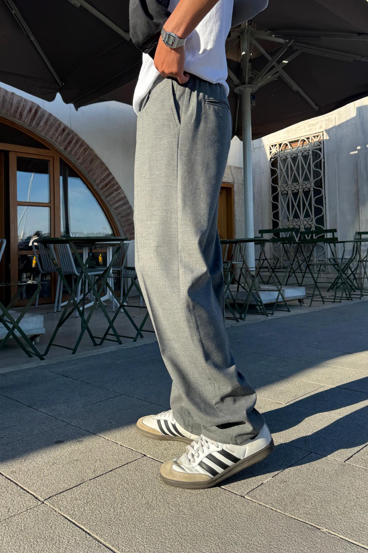 Relax Fit Basic Gri Kumaş Pantolon