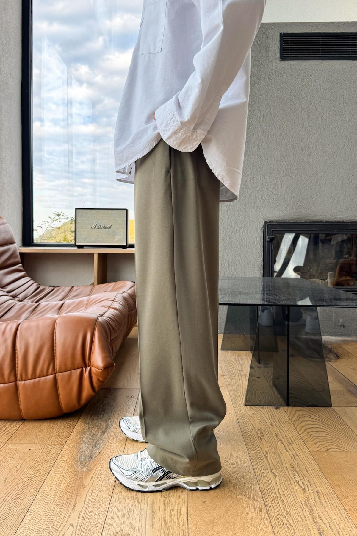 Basic Kumaş Pantolon Haki