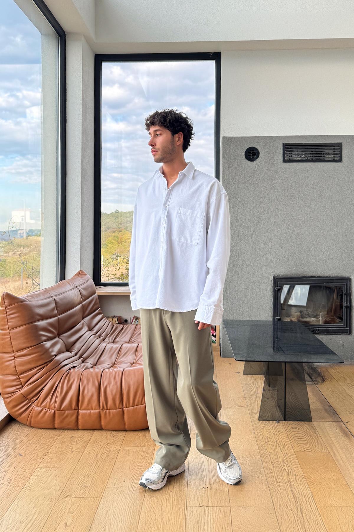 Basic Kumaş Pantolon Haki