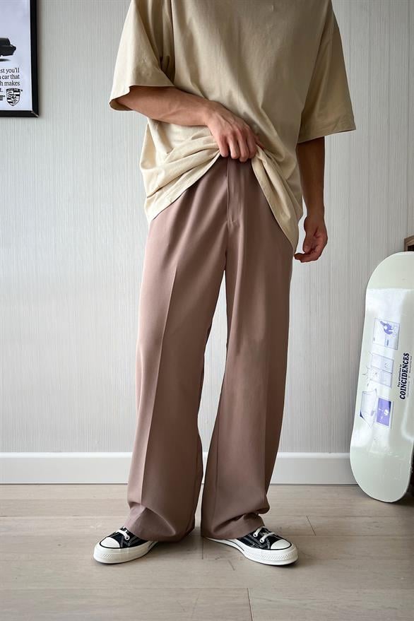 Basic Açık Kahverengi Kumaş Pantolon