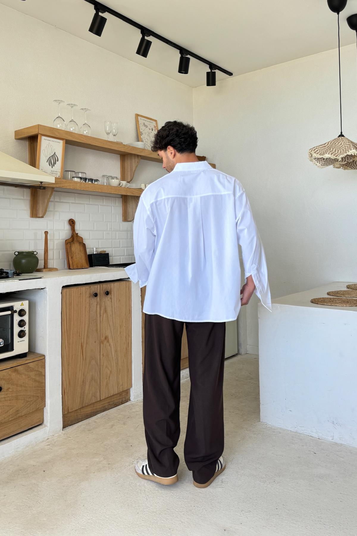 Koyu Kahve Basic Kumaş Baggy Pantolon