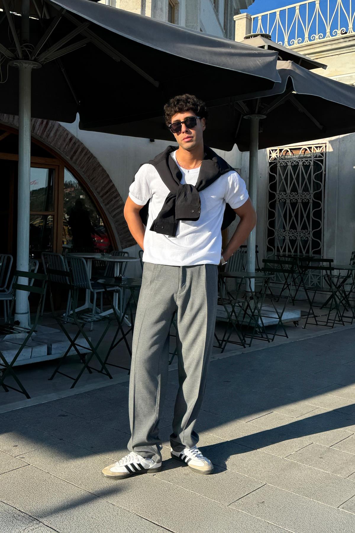 Relax Fit Basic Gri Kumaş Pantolon