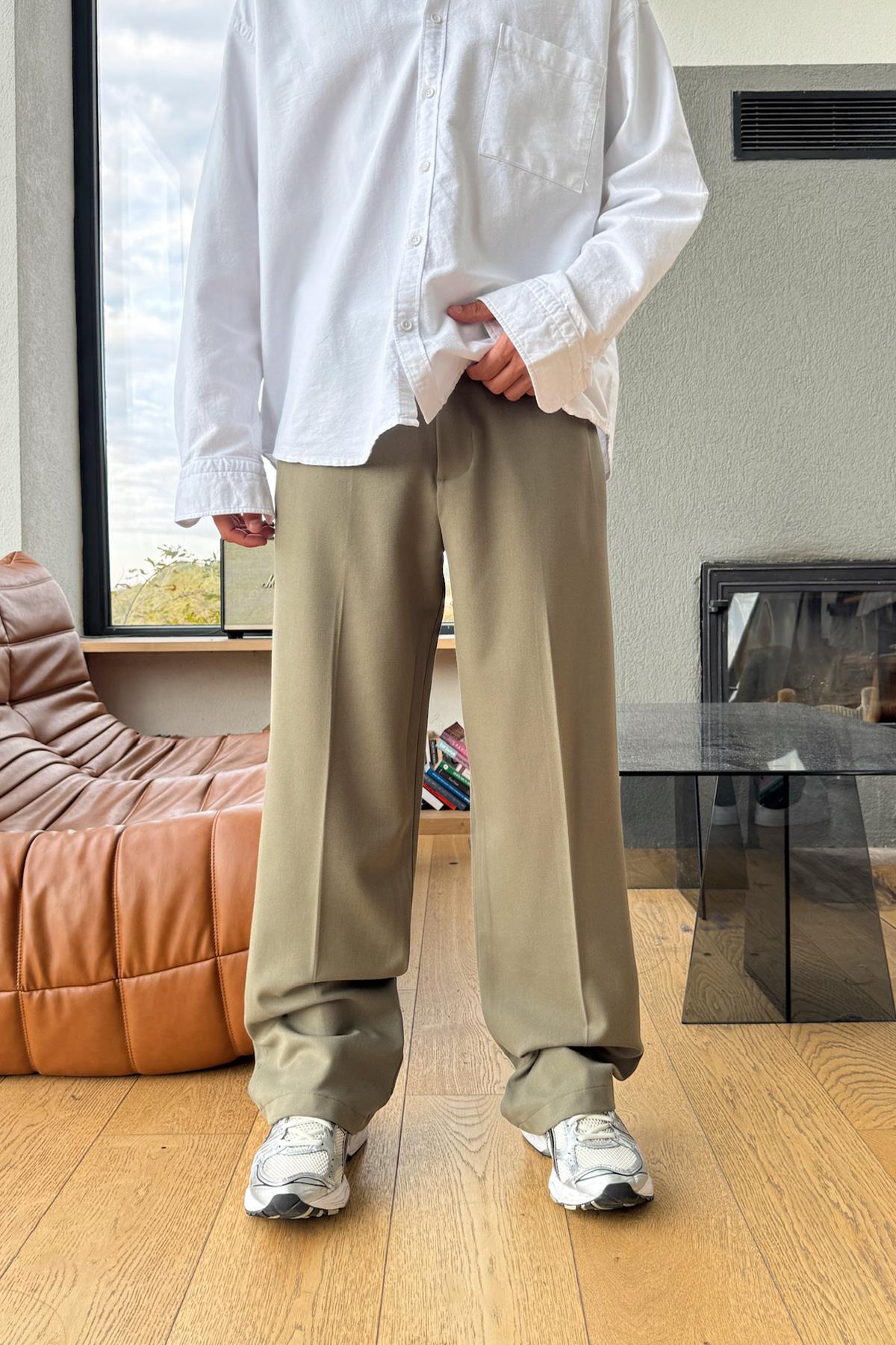 Basic Kumaş Pantolon Haki