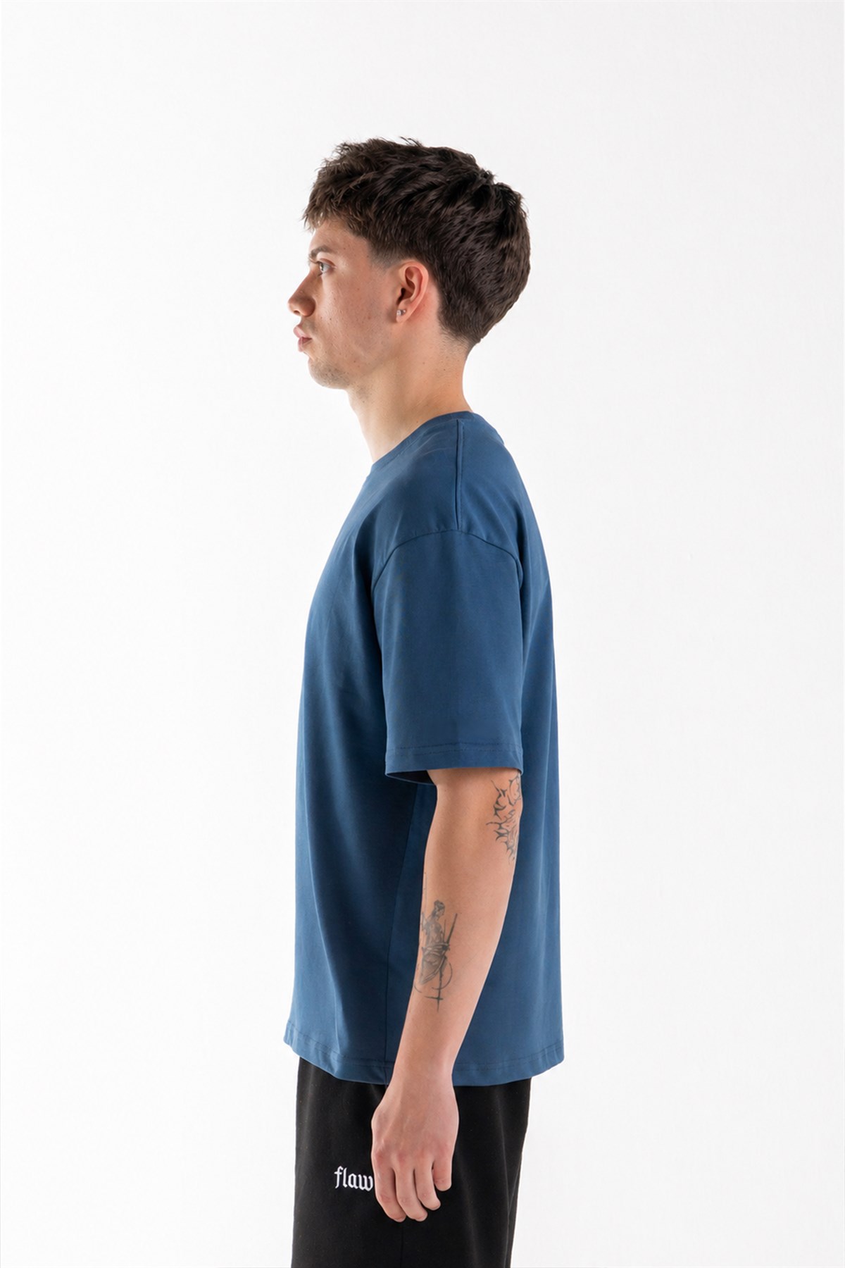Basic Oversize Fit İndigo Tişört