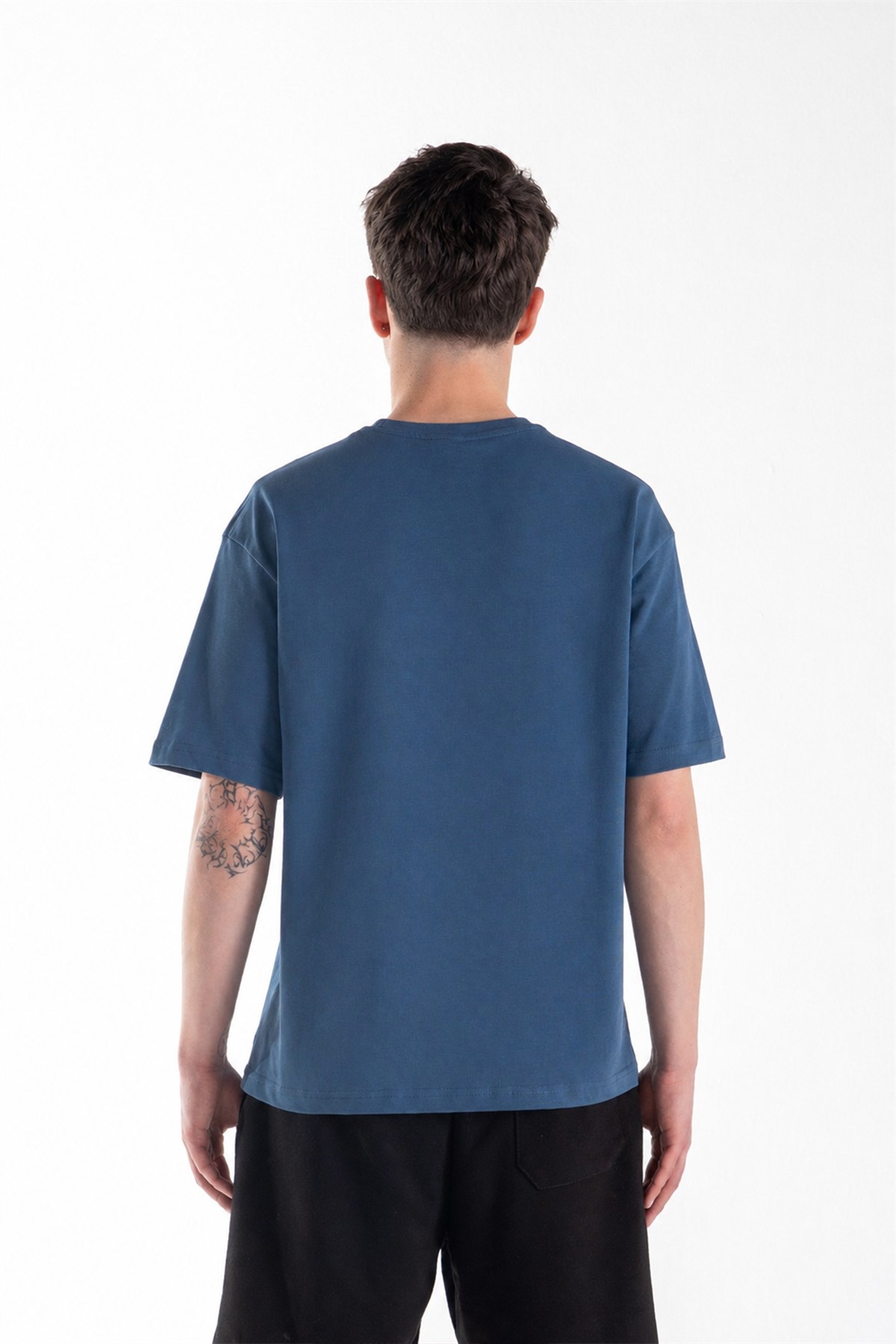 Basic Oversize Fit İndigo Tişört