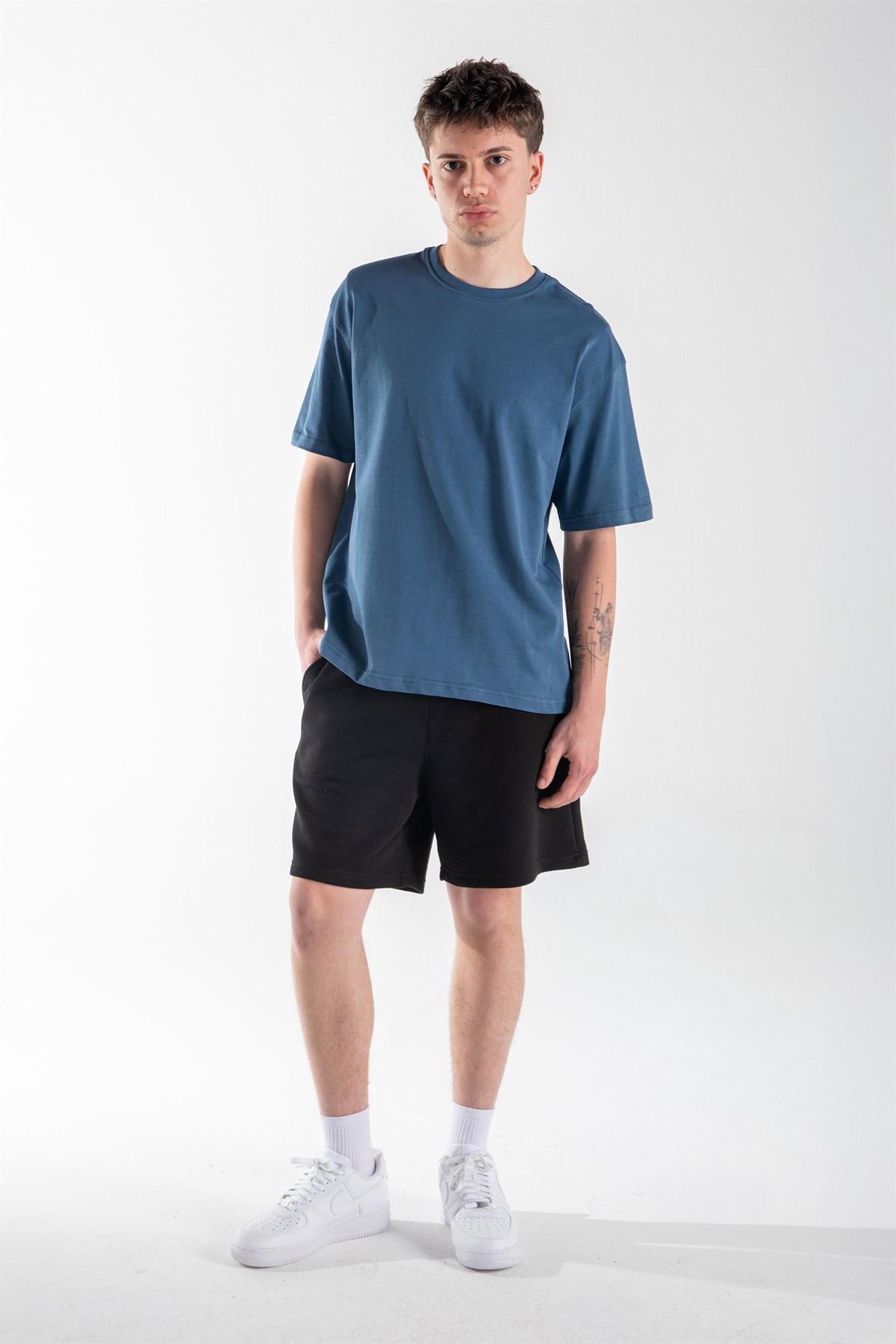 Basic Oversize Fit İndigo Tişört