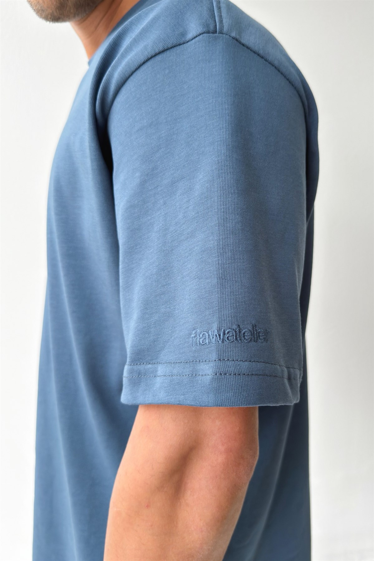 Basic Oversize Fit İndigo Tişört