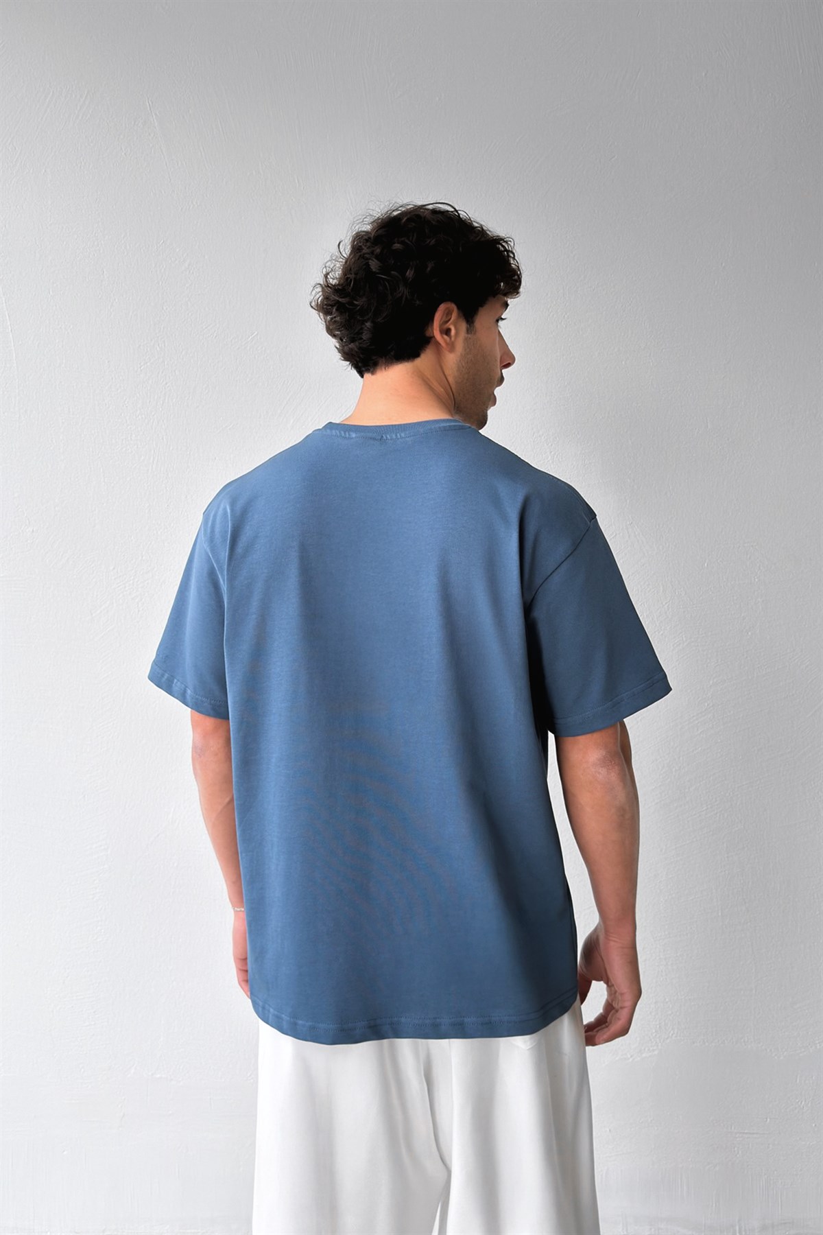 Basic Oversize Fit İndigo Tişört