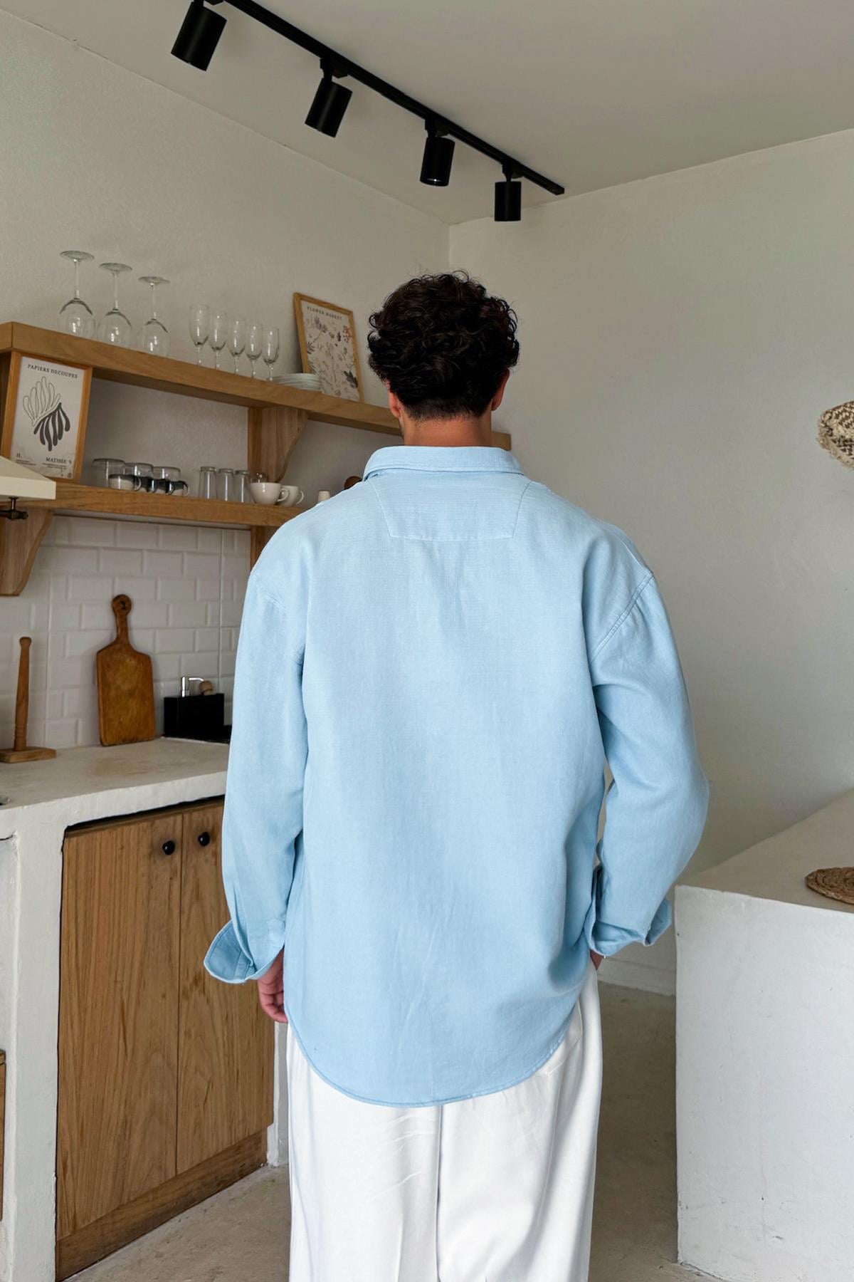 Açık Mavi Basic Oversize Gömlek