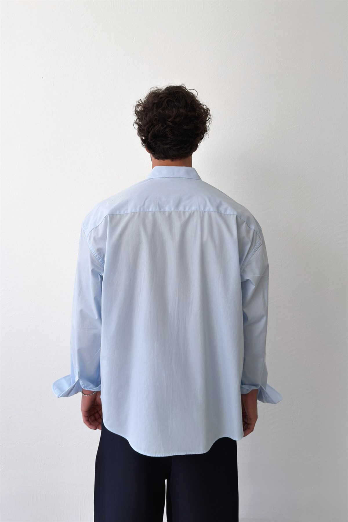 Basic Mavi Poplin Oversize Gömlek