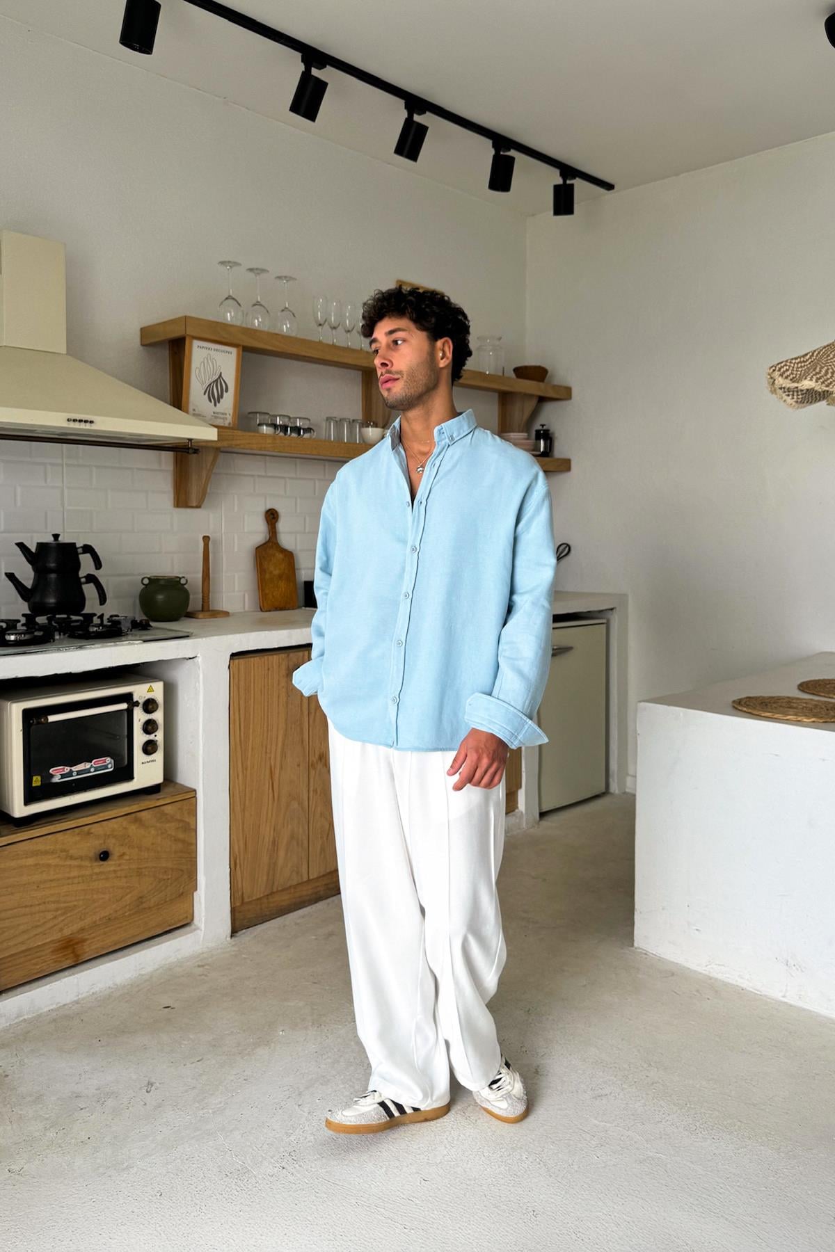 Açık Mavi Basic Oversize Gömlek