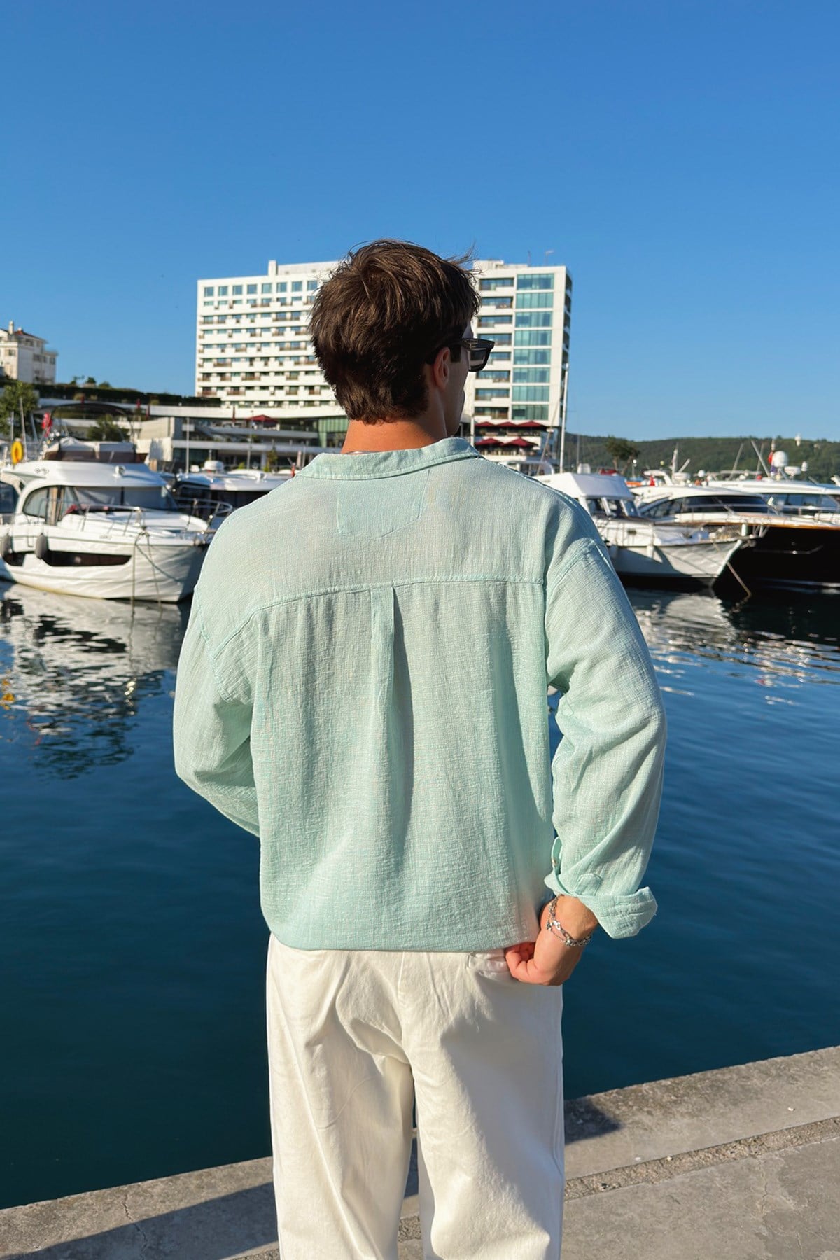 Basic Oversize Keten Gömlek