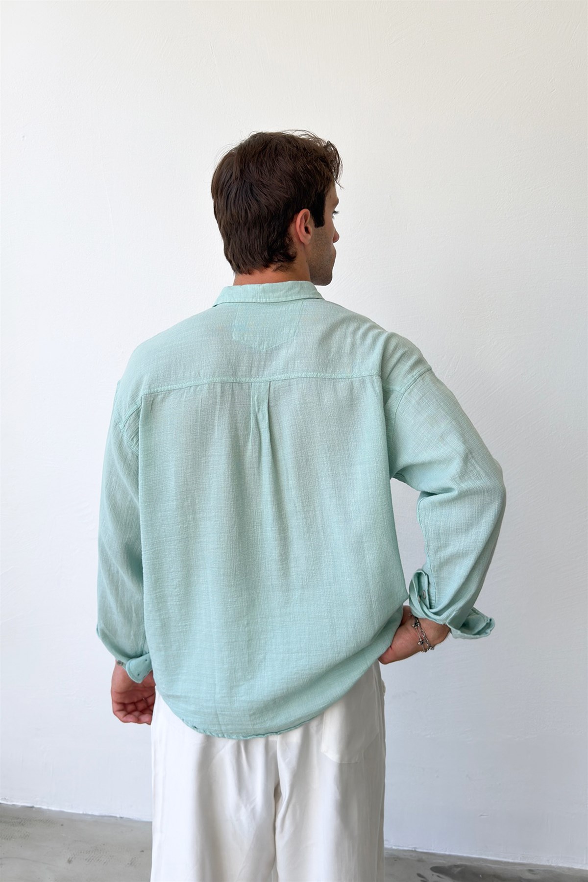 Basic Oversize Keten Gömlek
