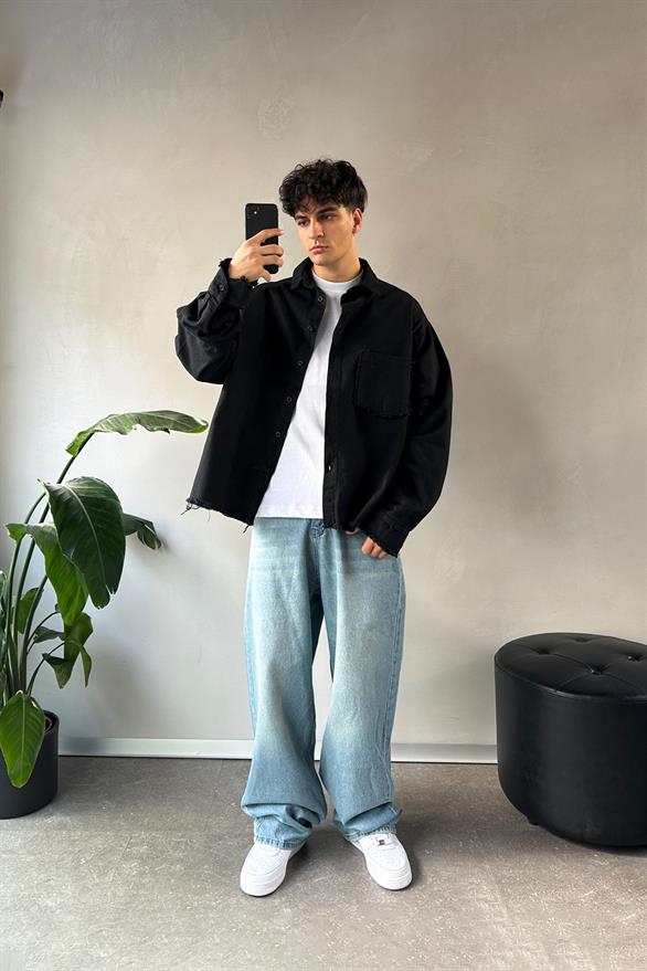 Basic Oversize Siyah Kot Ceket