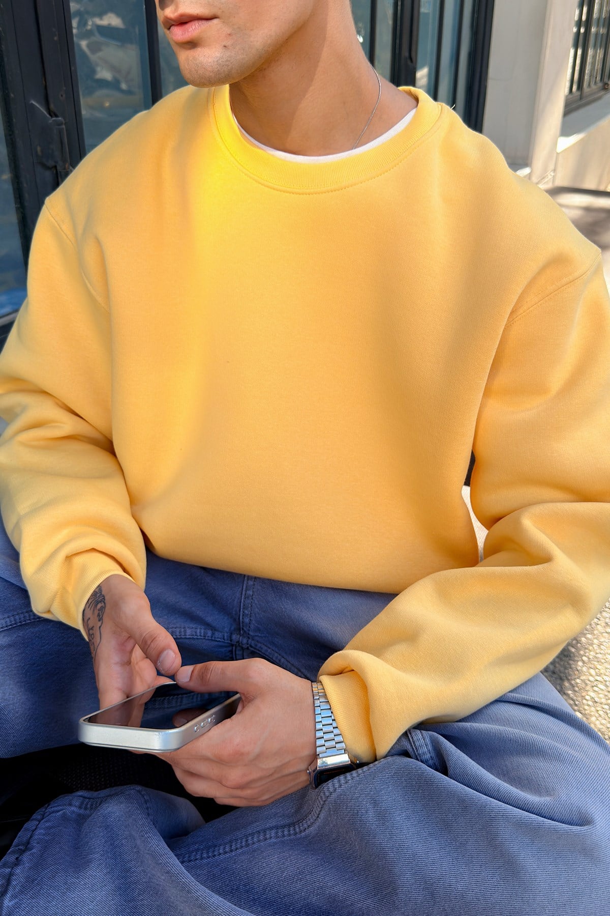 Puffer Butter Yellow Boxy Fit Sweat