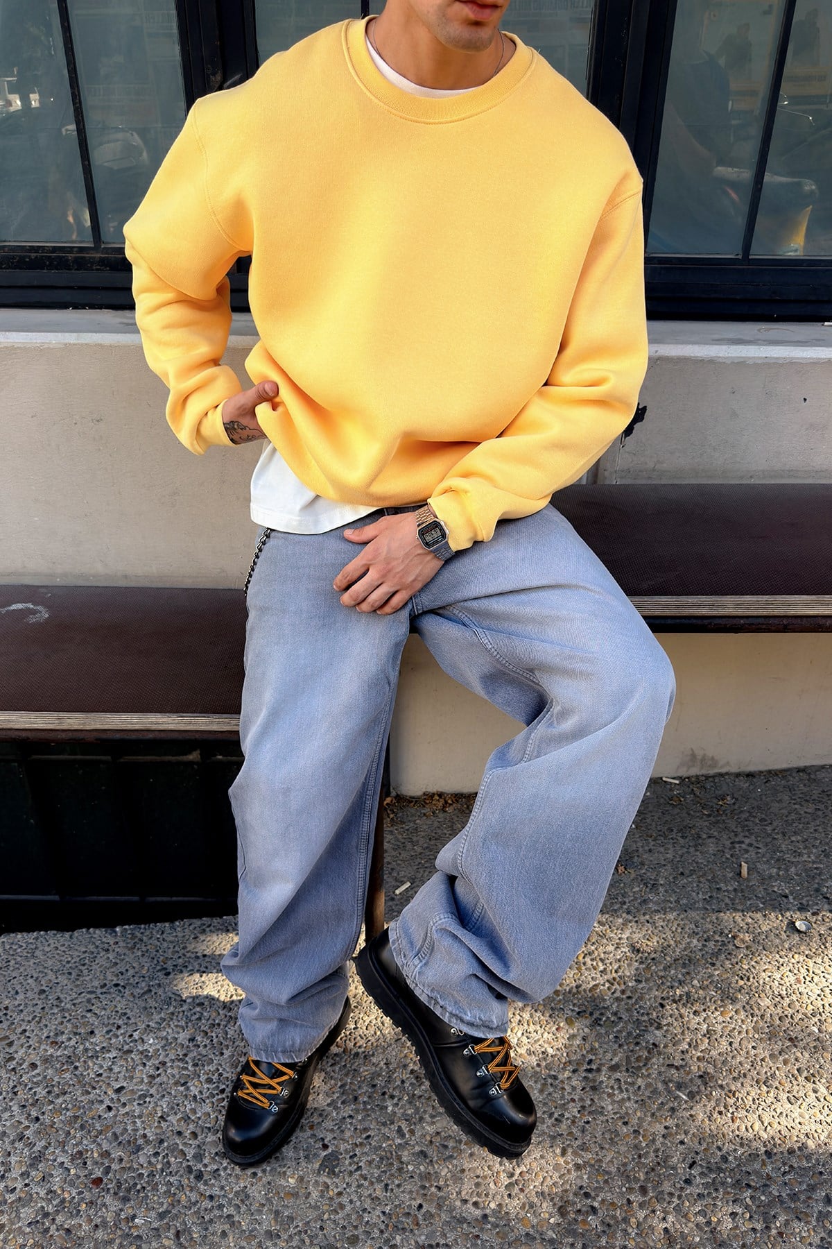 Puffer Butter Yellow Boxy Fit Sweat
