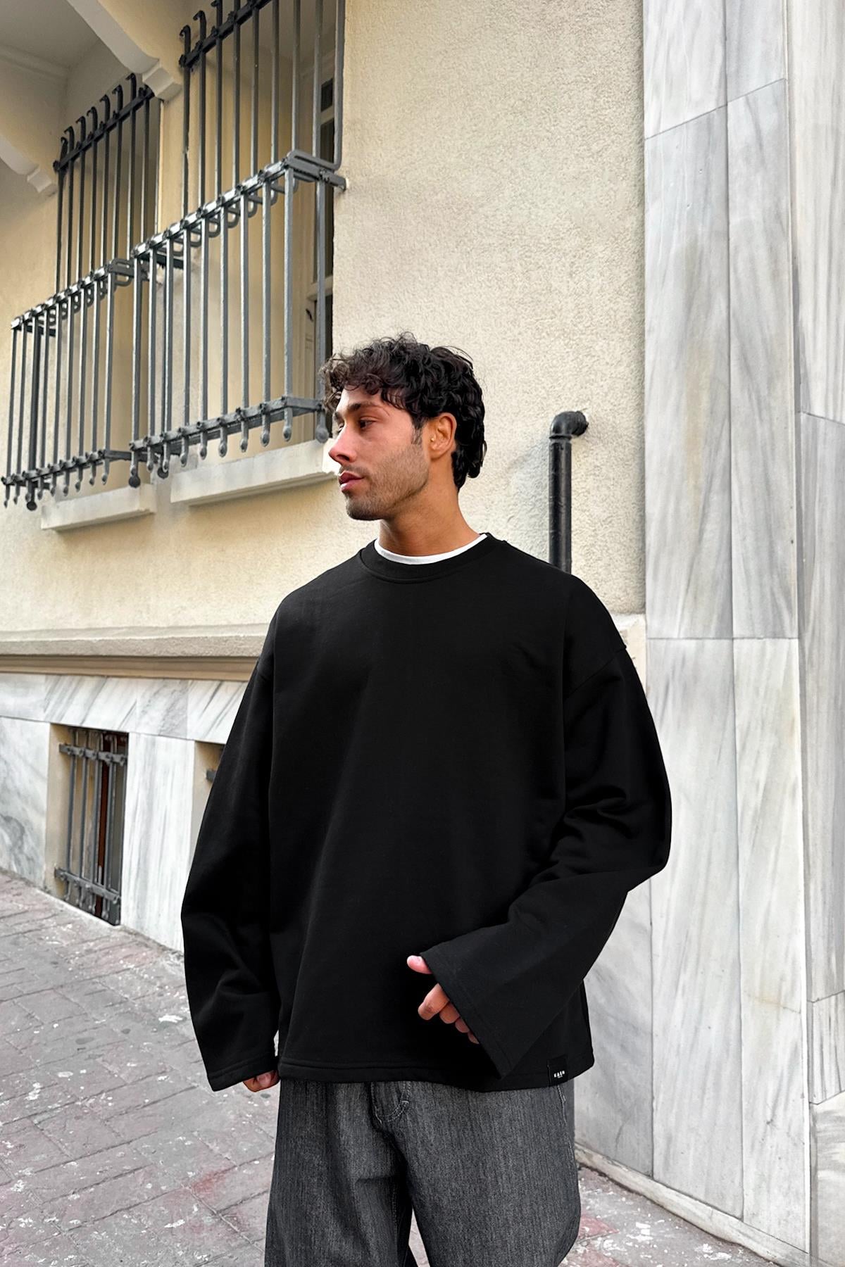 Basic Oversize Sweatshirt Siyah