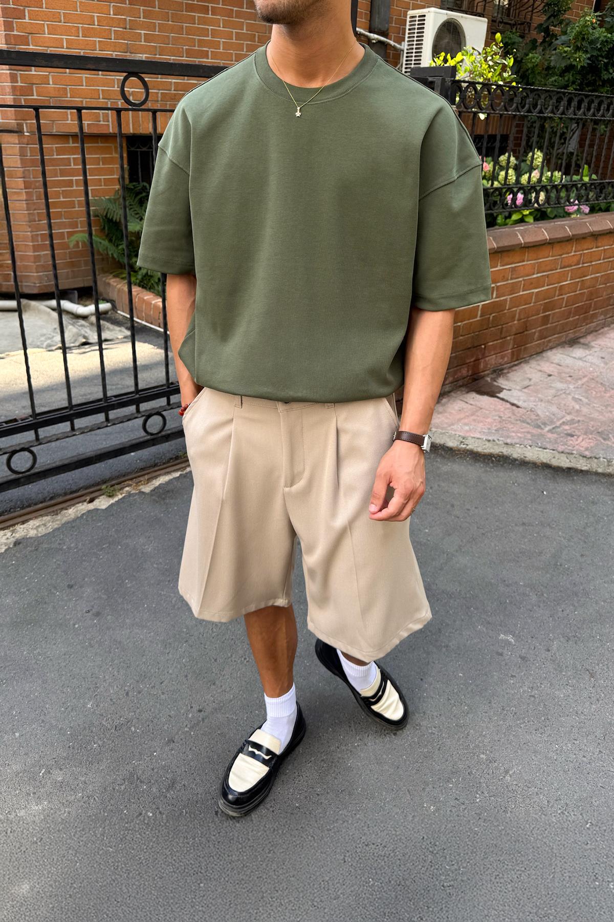 Basic Haki Oversize Tişört