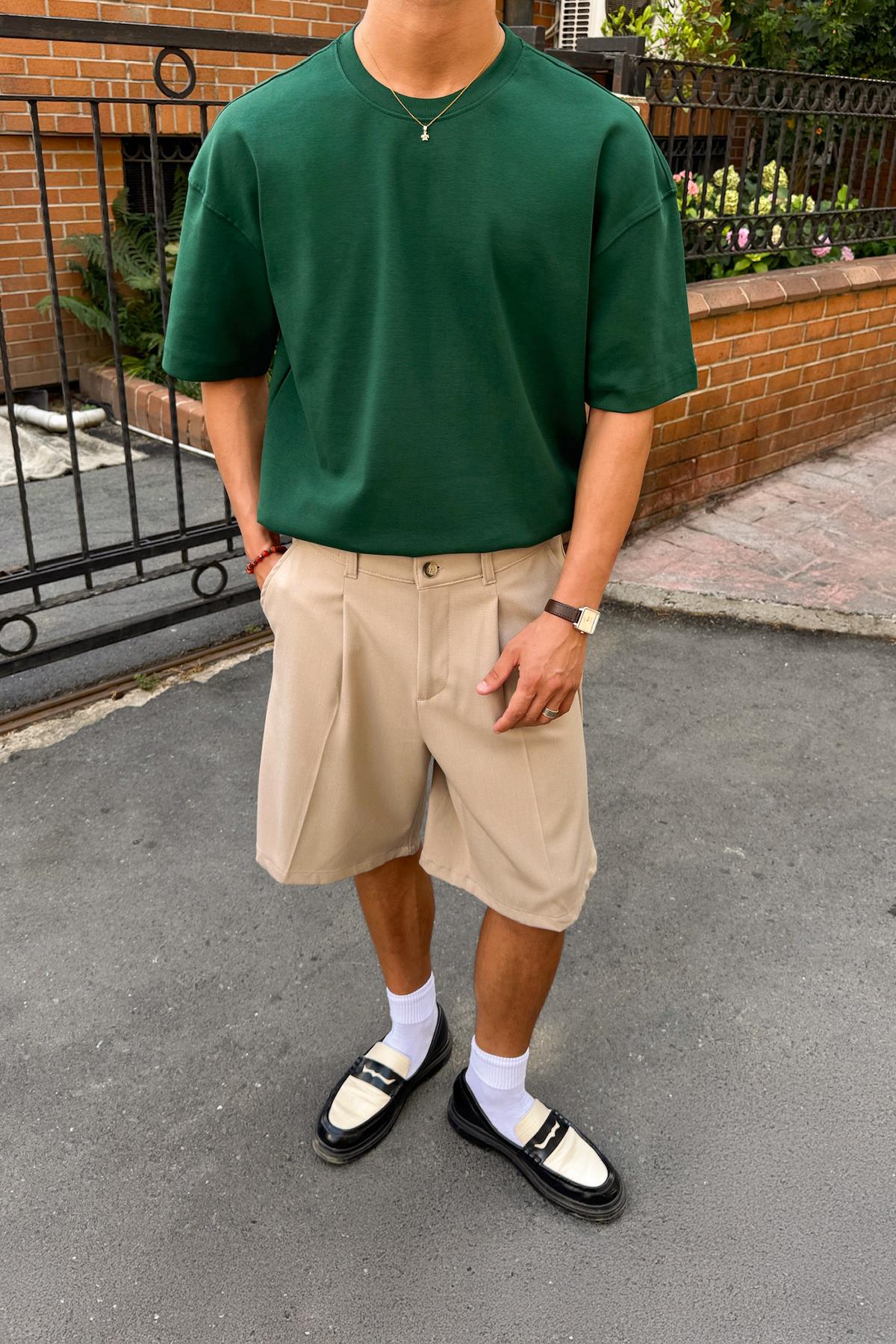 Basic Yeşil Oversize Tişört