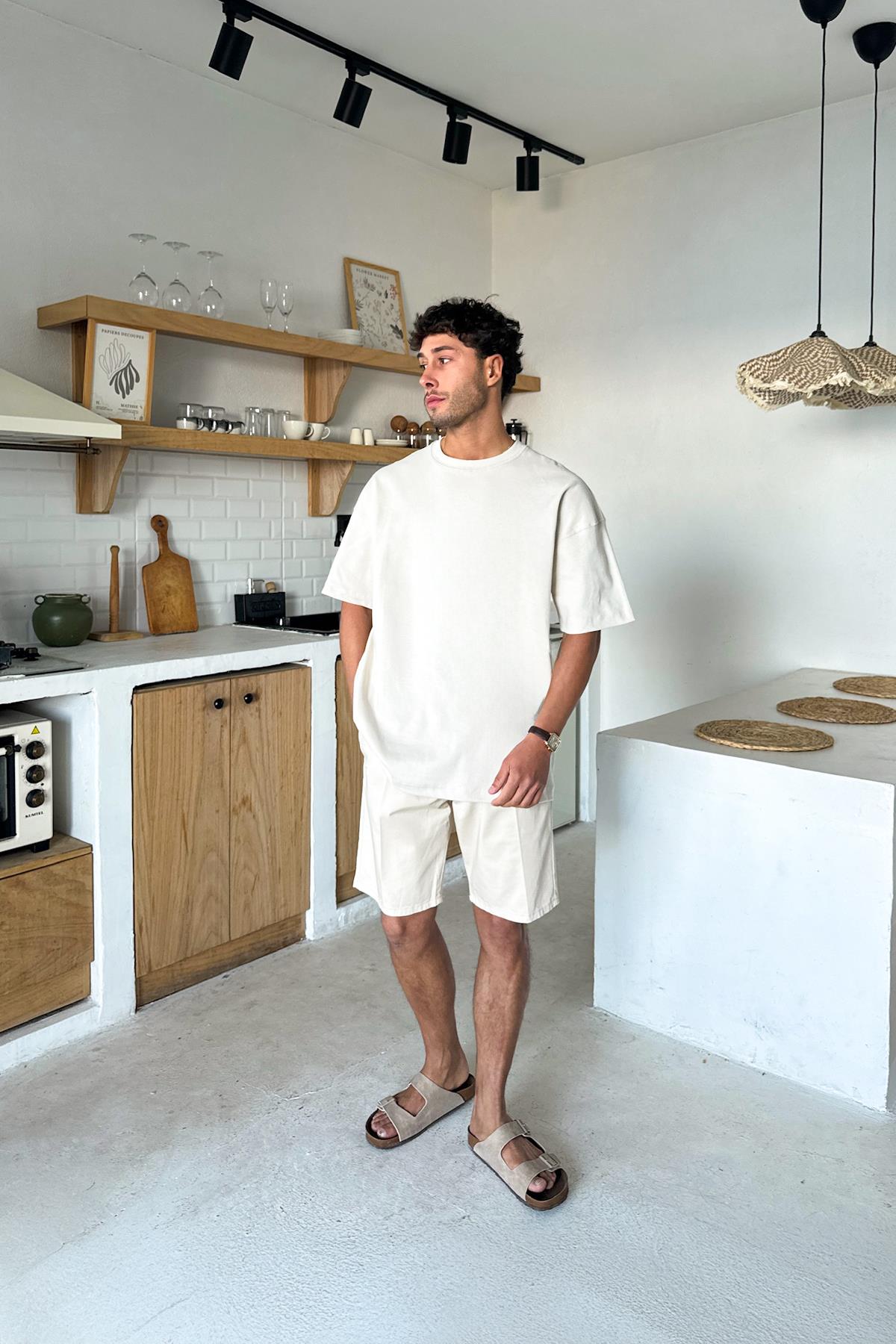 Basic Oversize Tişört Bej