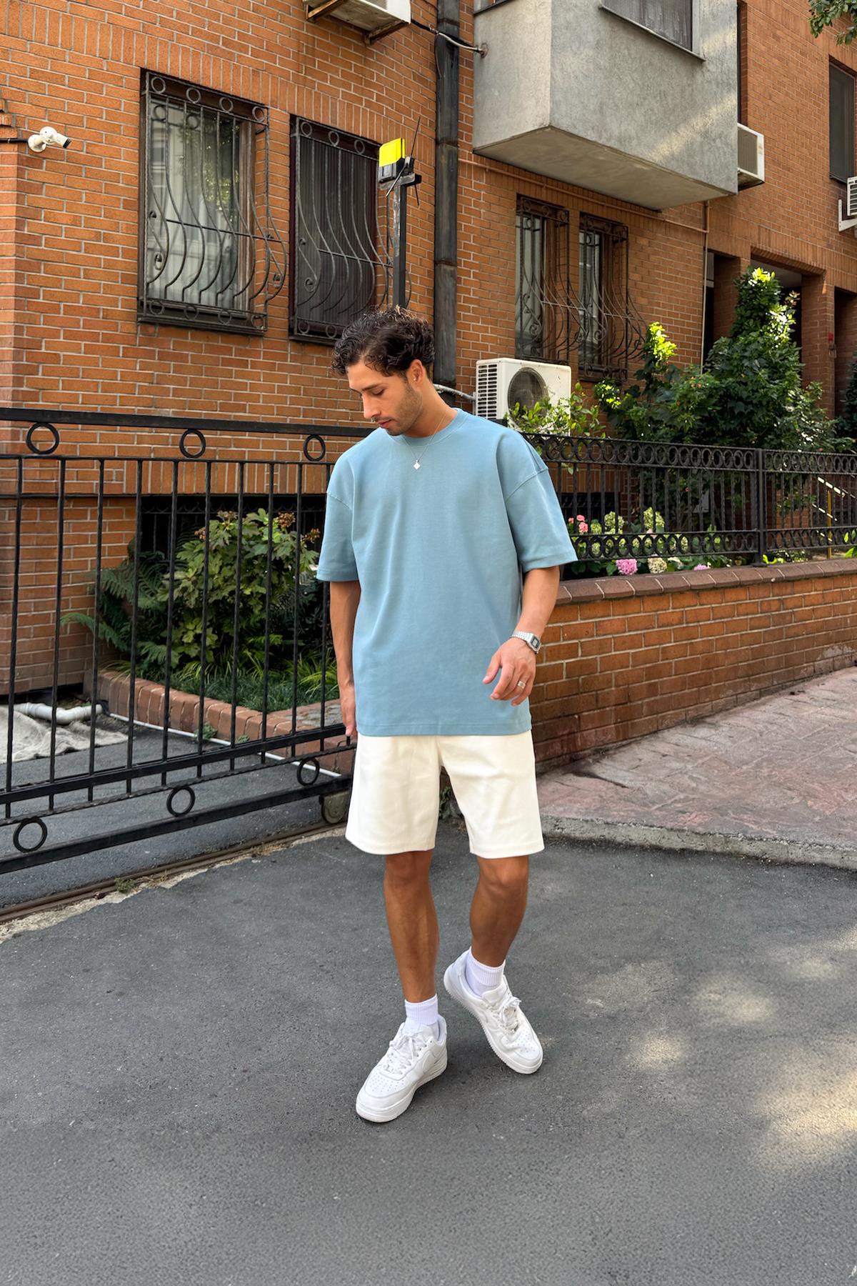 Basic Mavi Oversize Tişört