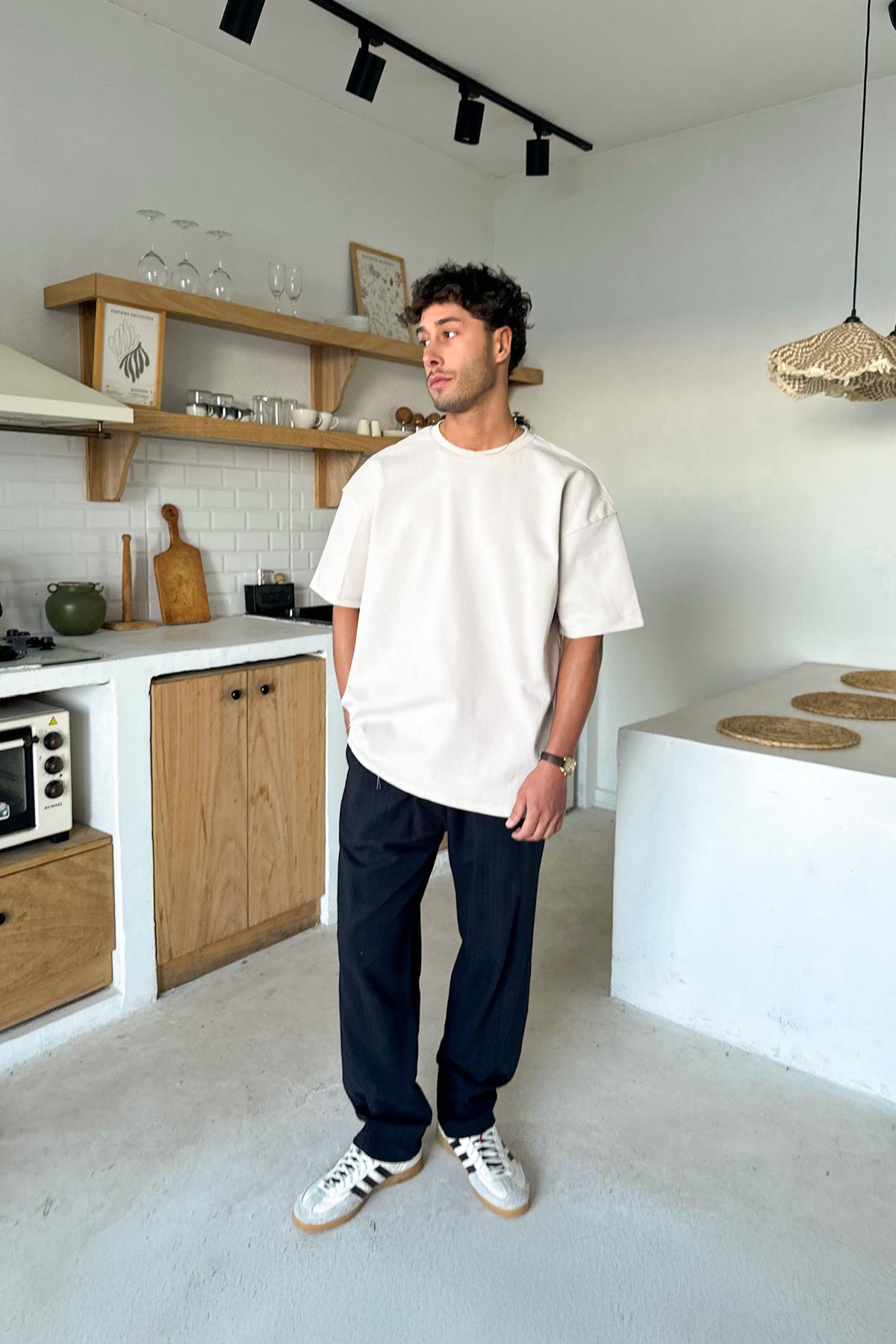 Basic Oversize Tişört Taş Rengi