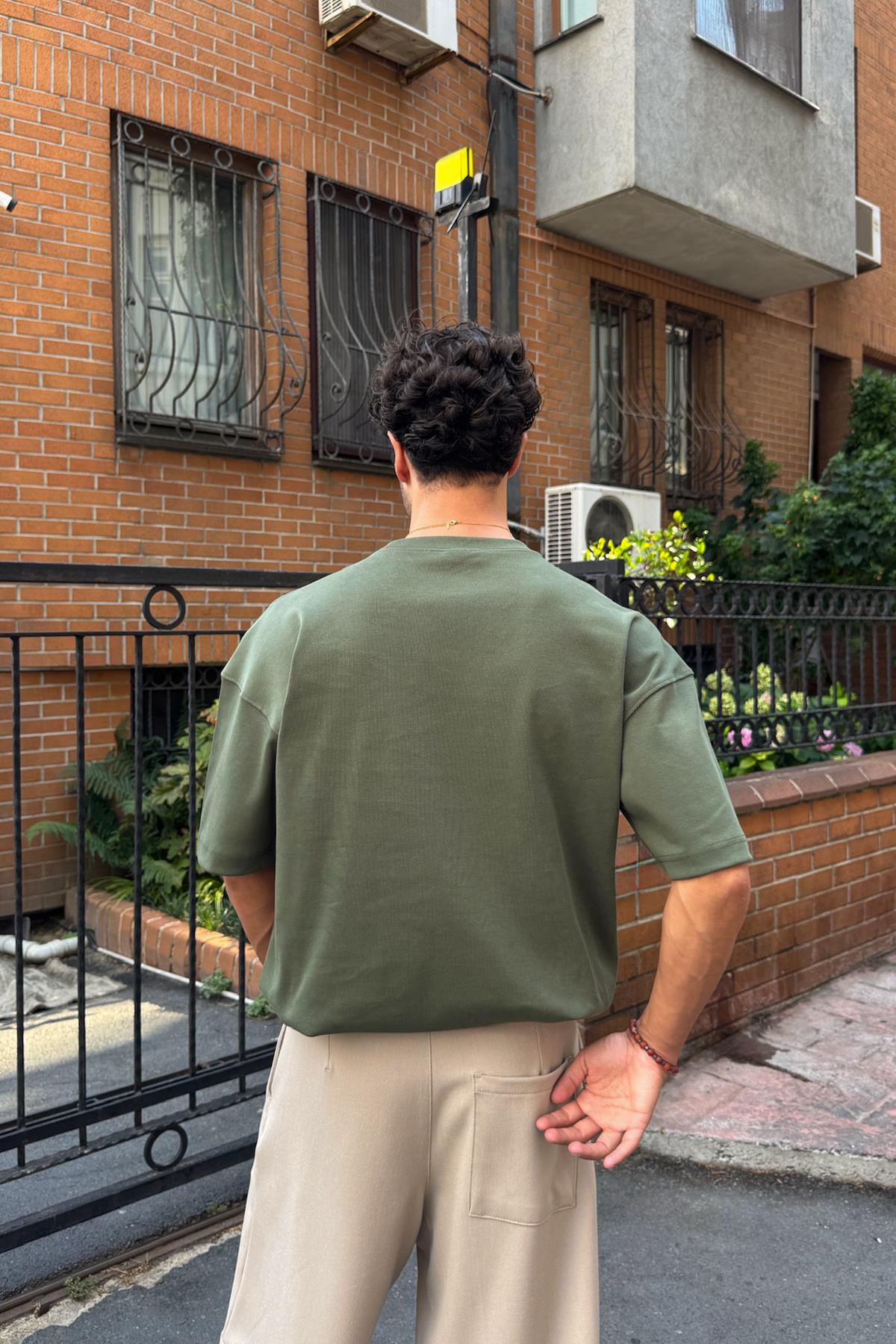 Basic Haki Oversize Tişört