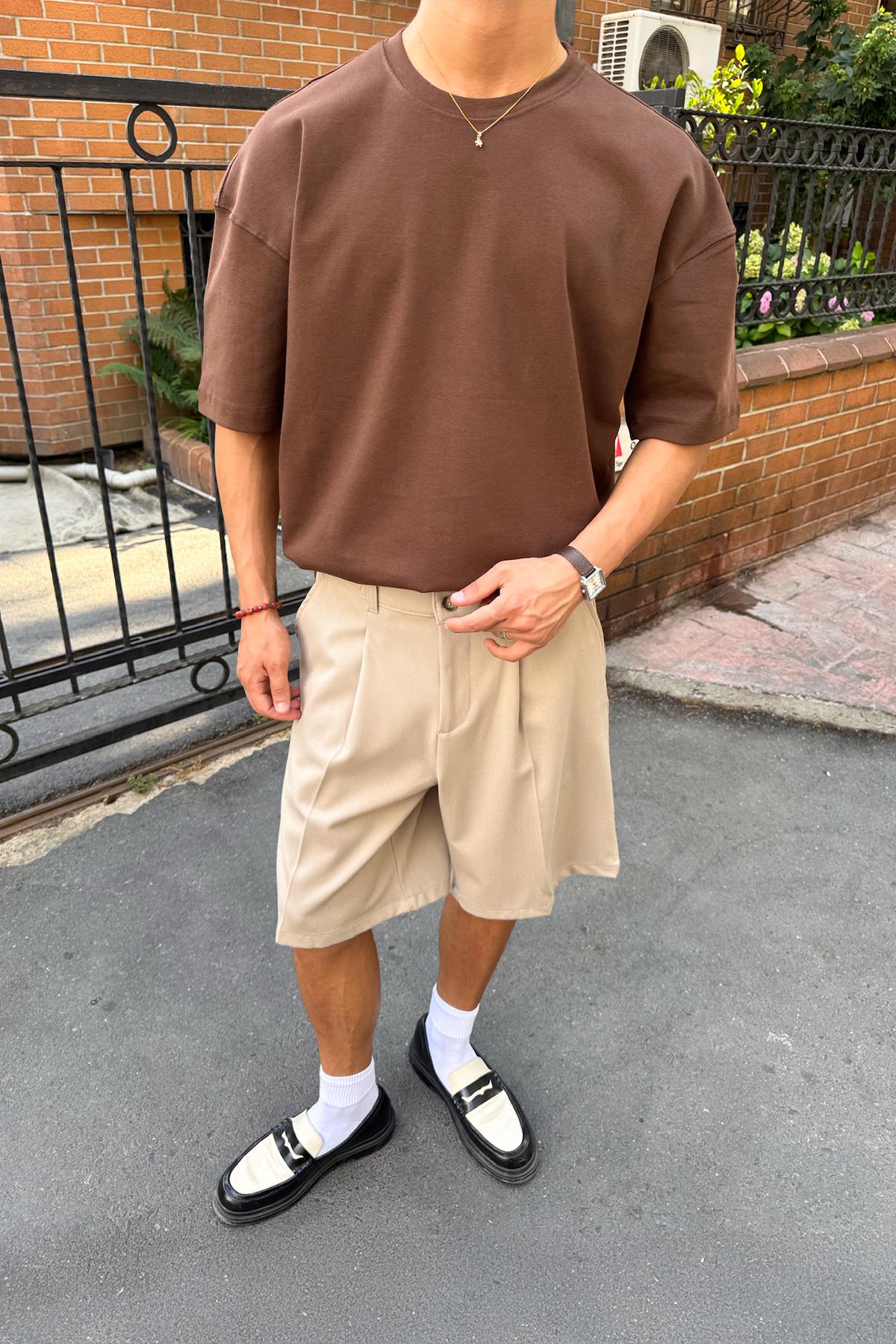 Basic Koyu Kahve Oversize Tişört