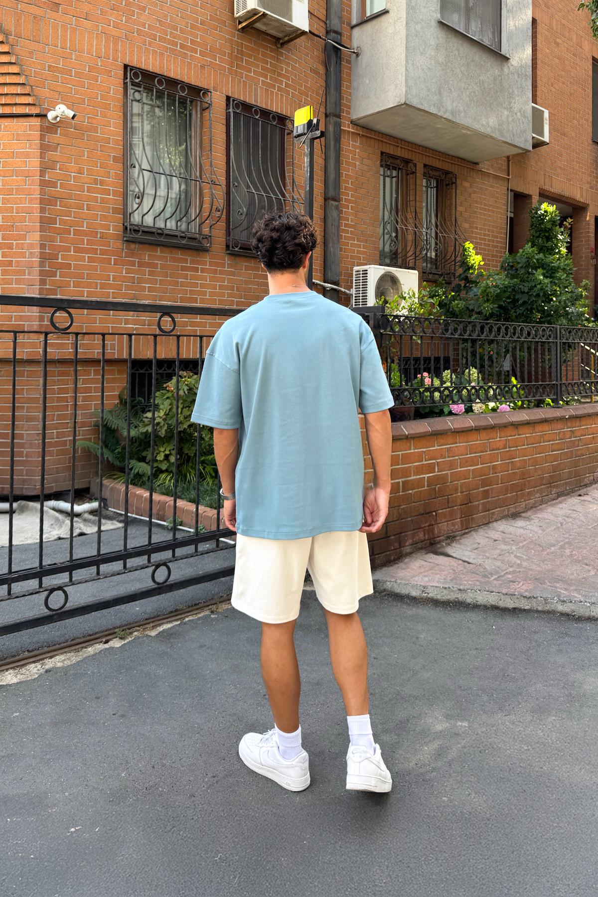 Basic Mavi Oversize Tişört