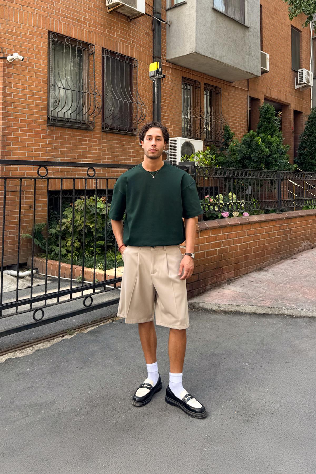 Basic Petrol Yeşili Oversize Tişört