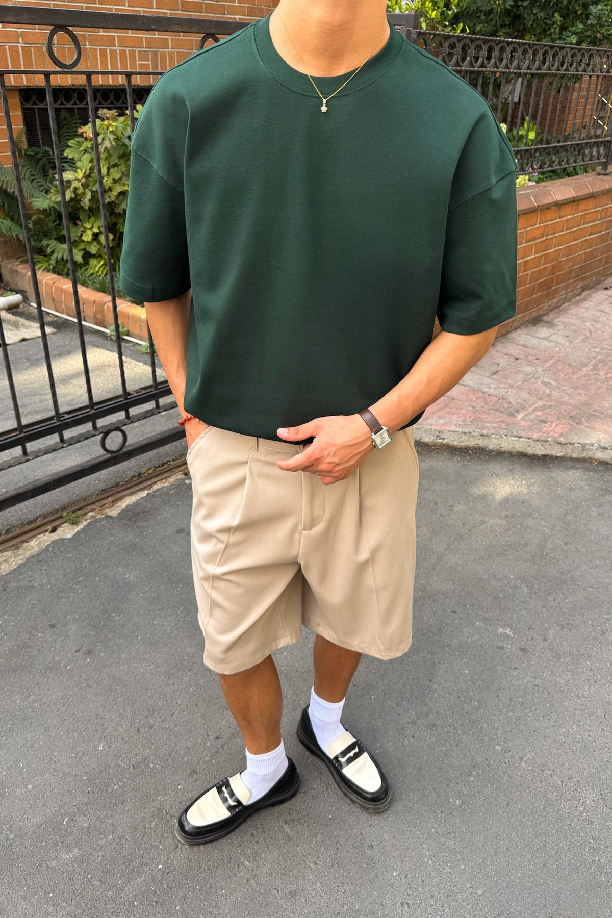 Basic Petrol Yeşili Oversize Tişört