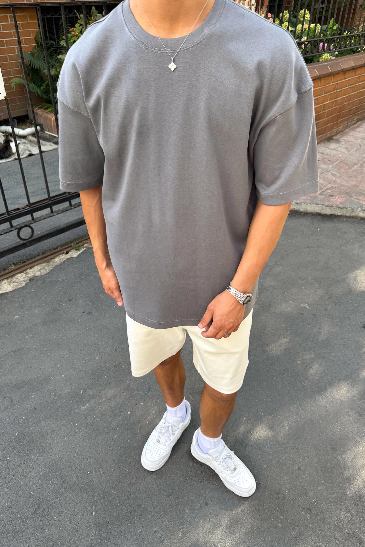 Basic Füme Oversize Tişört