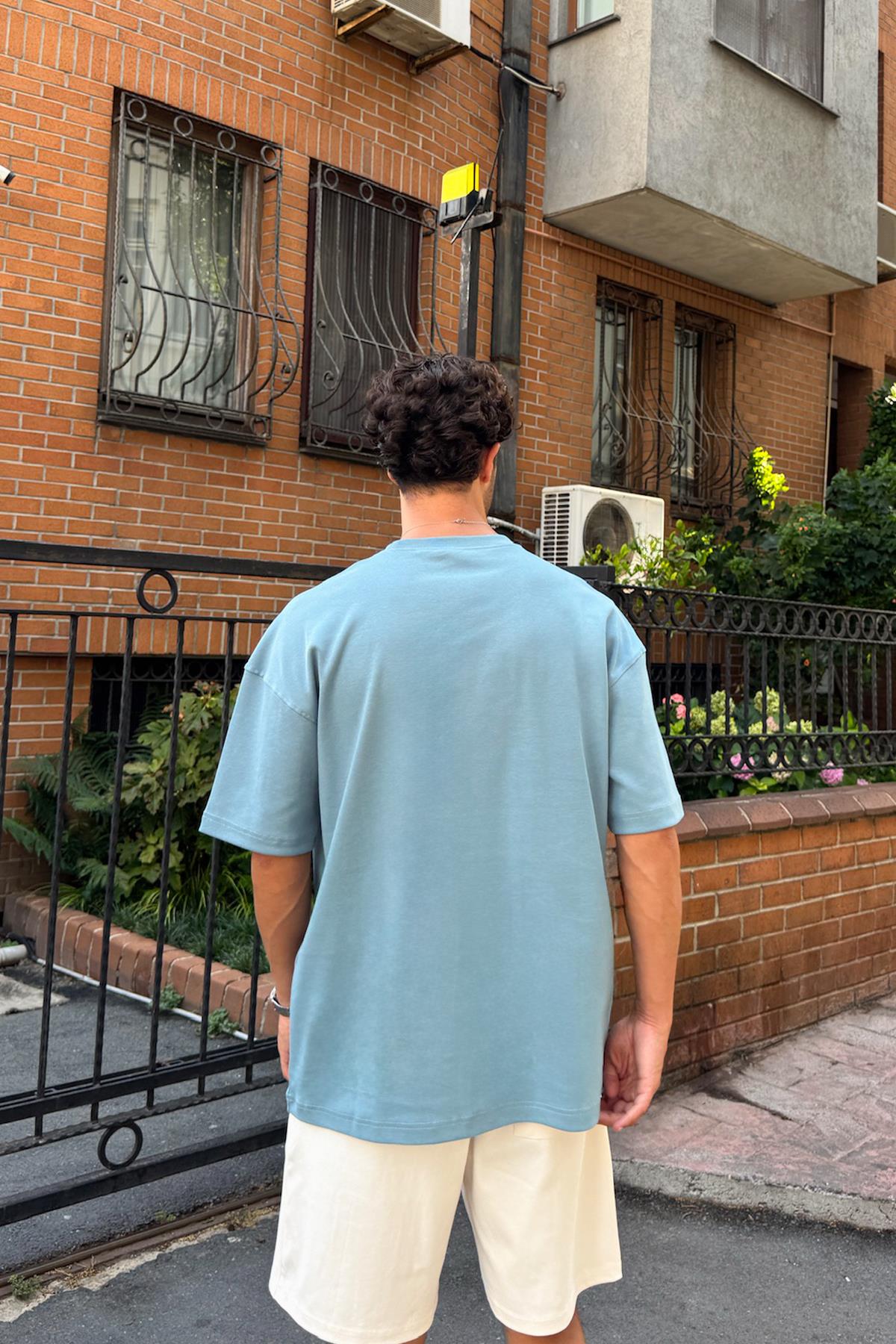 Basic Mavi Oversize Tişört