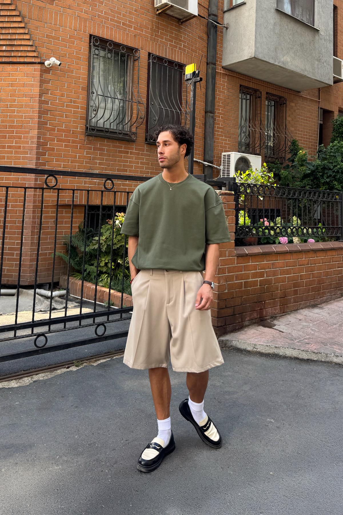 Basic Haki Oversize Tişört