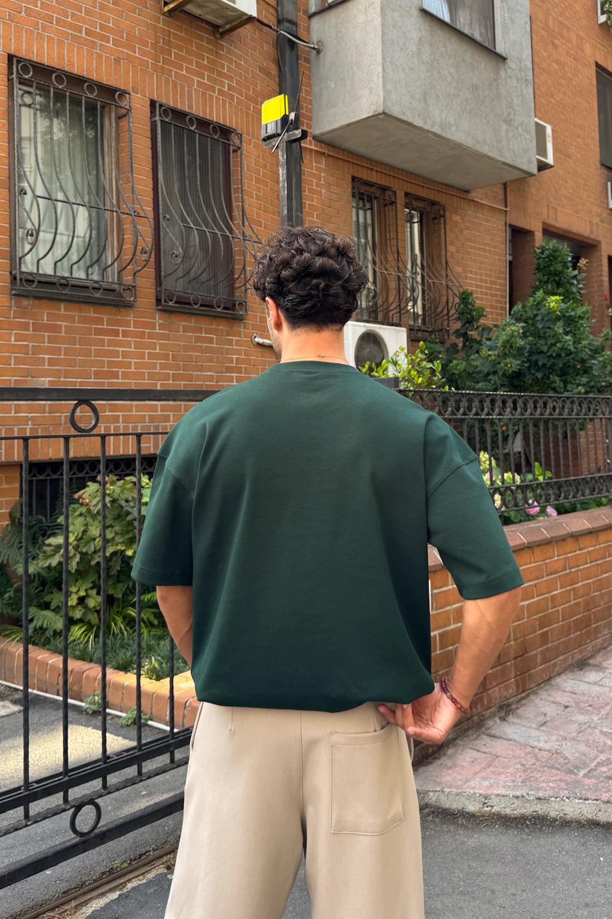 Basic Petrol Yeşili Oversize Tişört