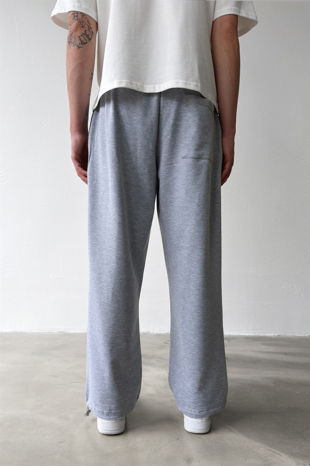 Basic Paça Stoper Gri Melanj Eşofman Altı