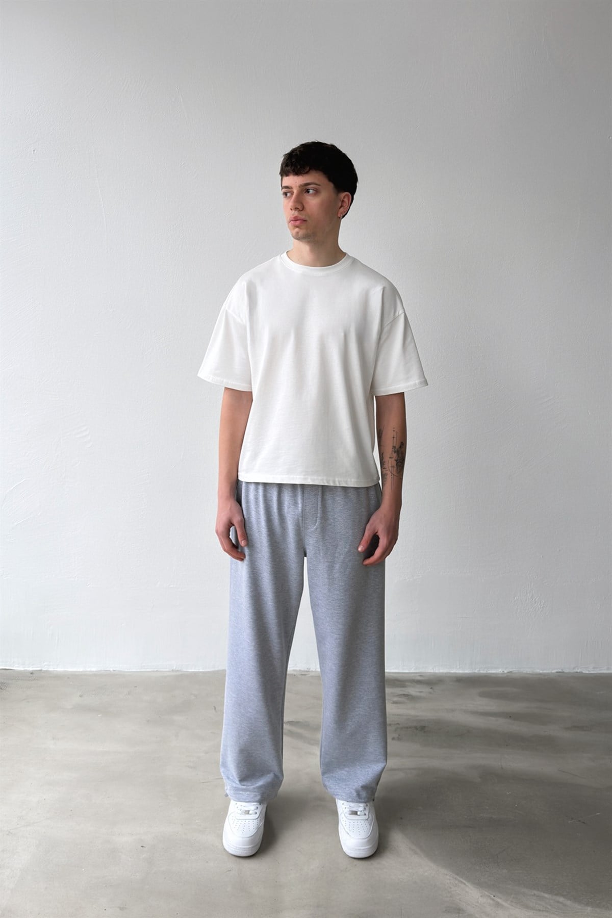 Basic Paça Stoper Gri Melanj Eşofman Altı