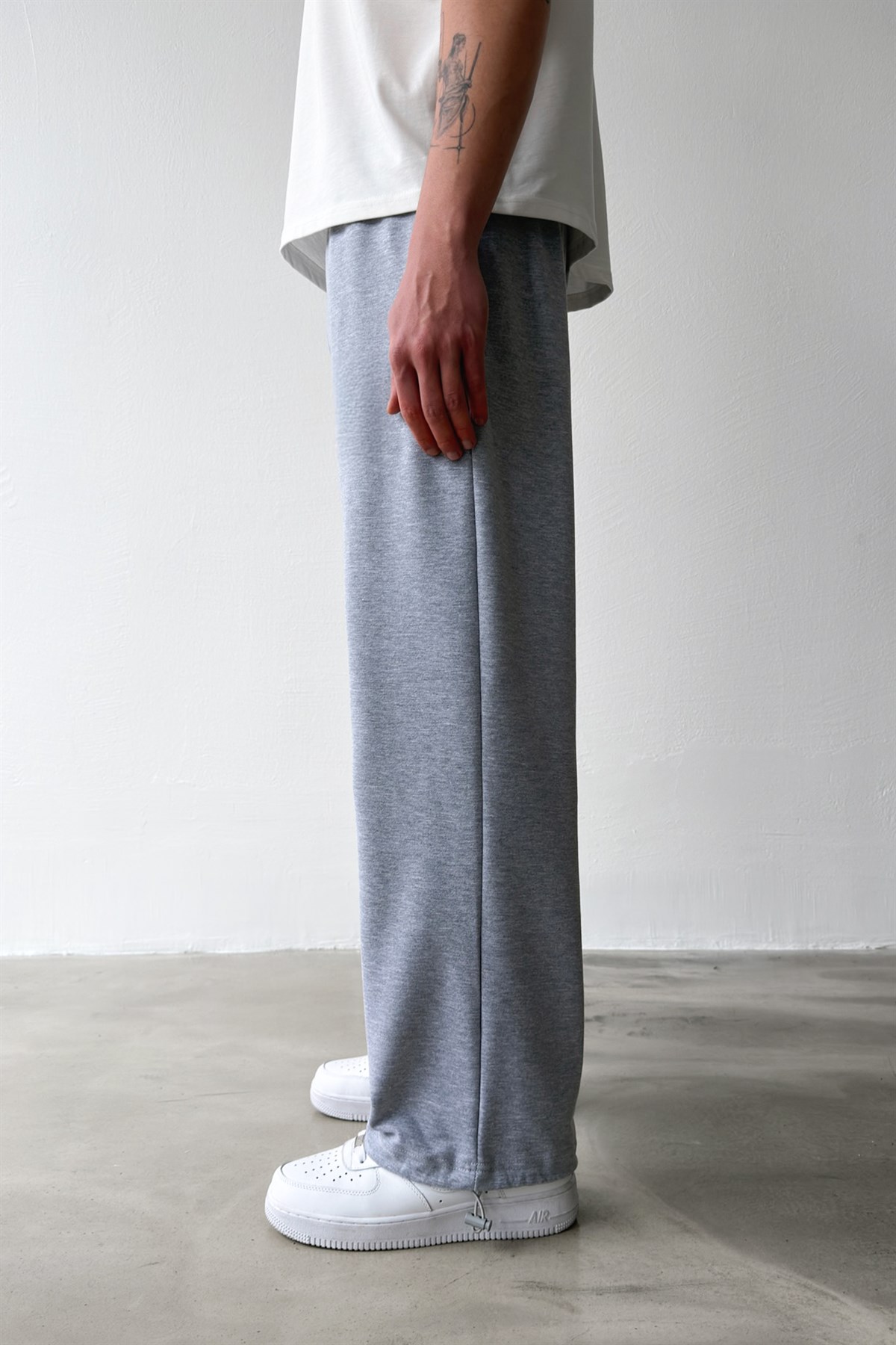 Basic Paça Stoper Gri Melanj Eşofman Altı