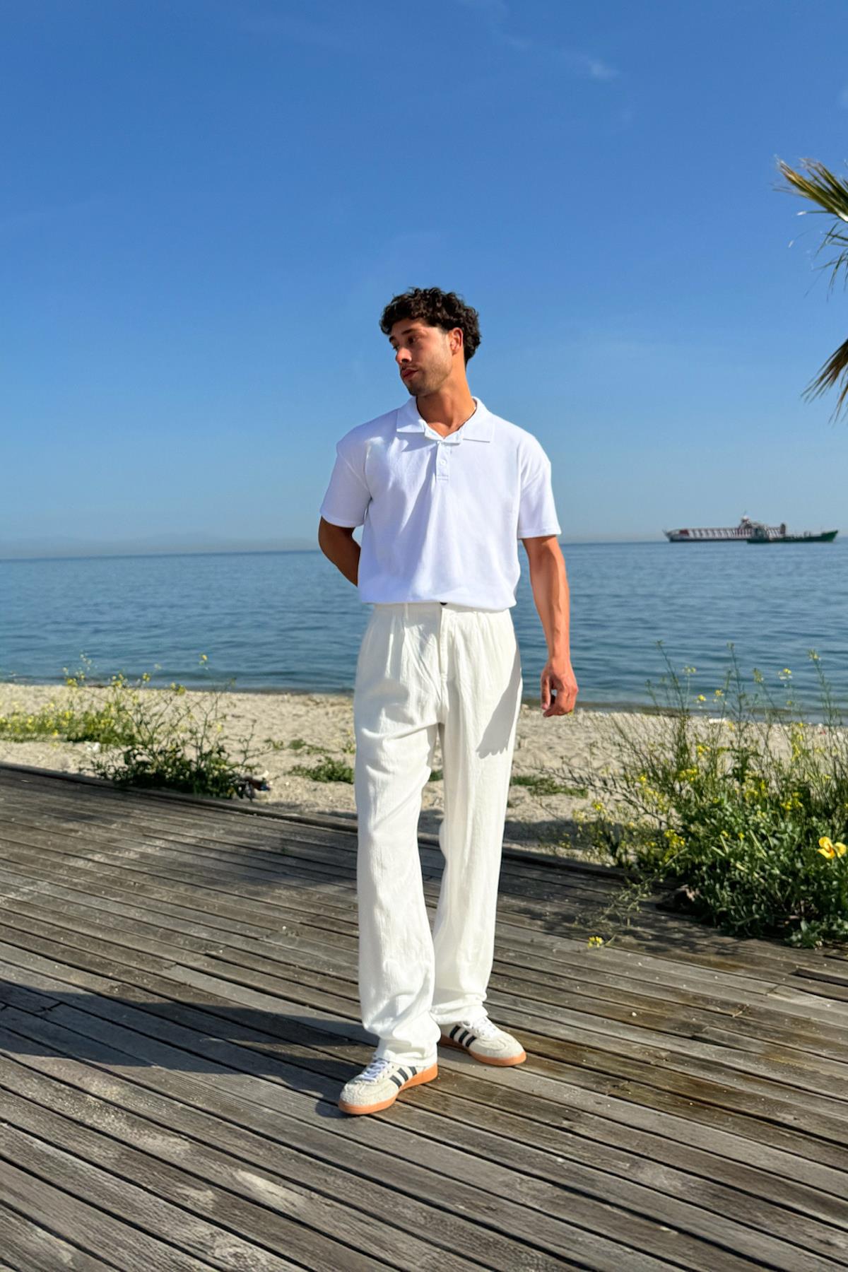 Basic Polo Yaka Tişört Beyaz