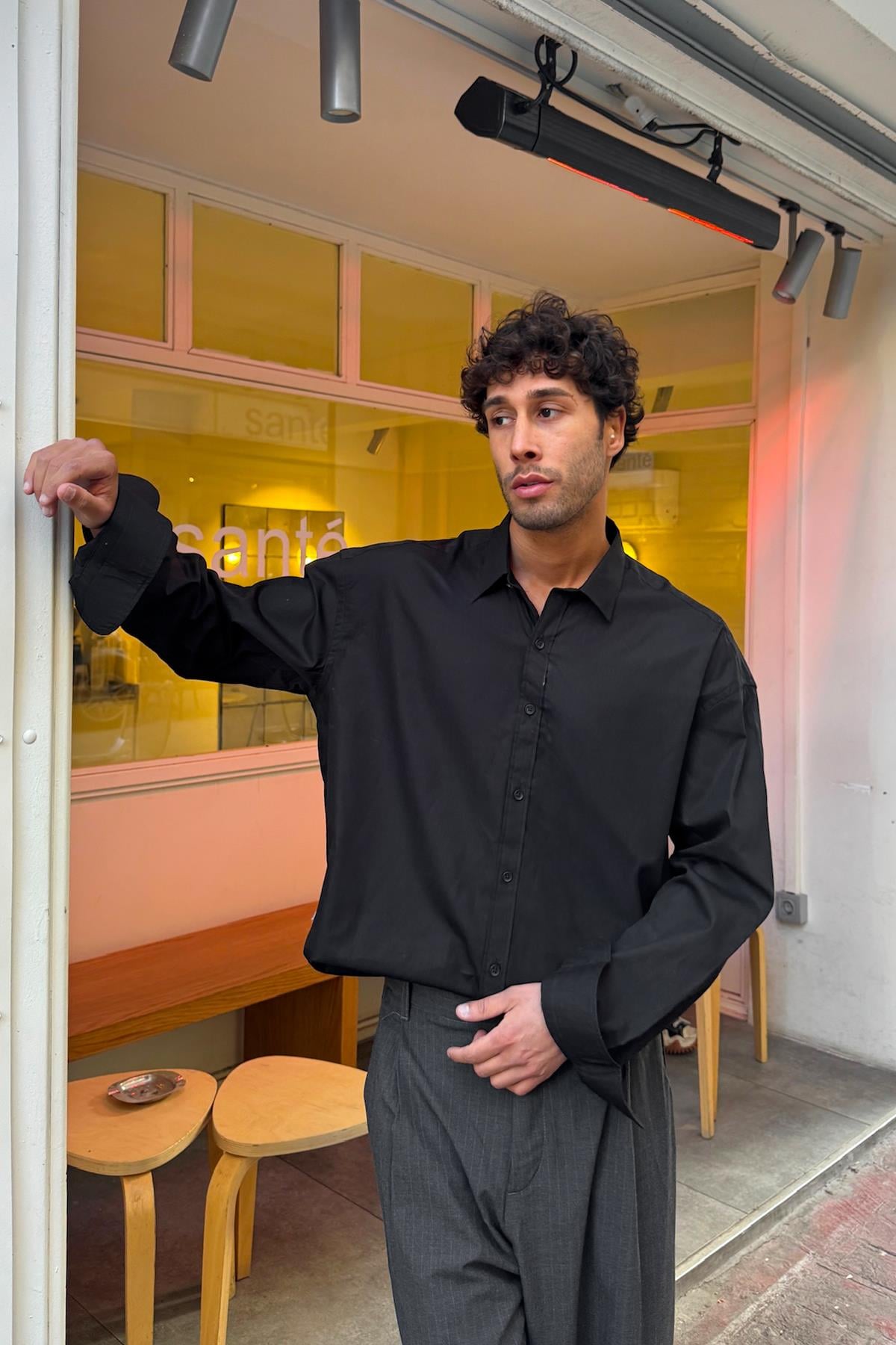 Basic Poplin Gömlek Siyah