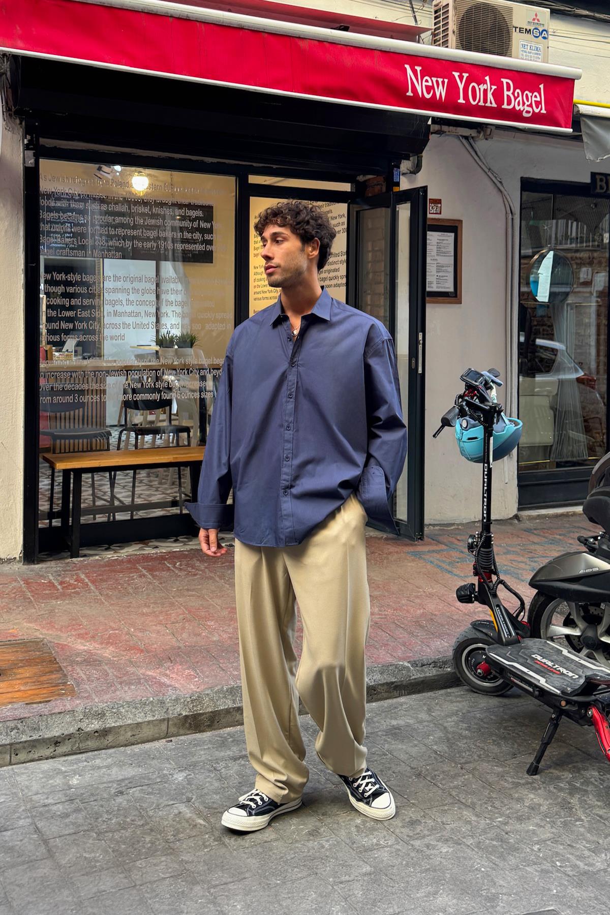 Basic Poplin Gömlek Lacivert