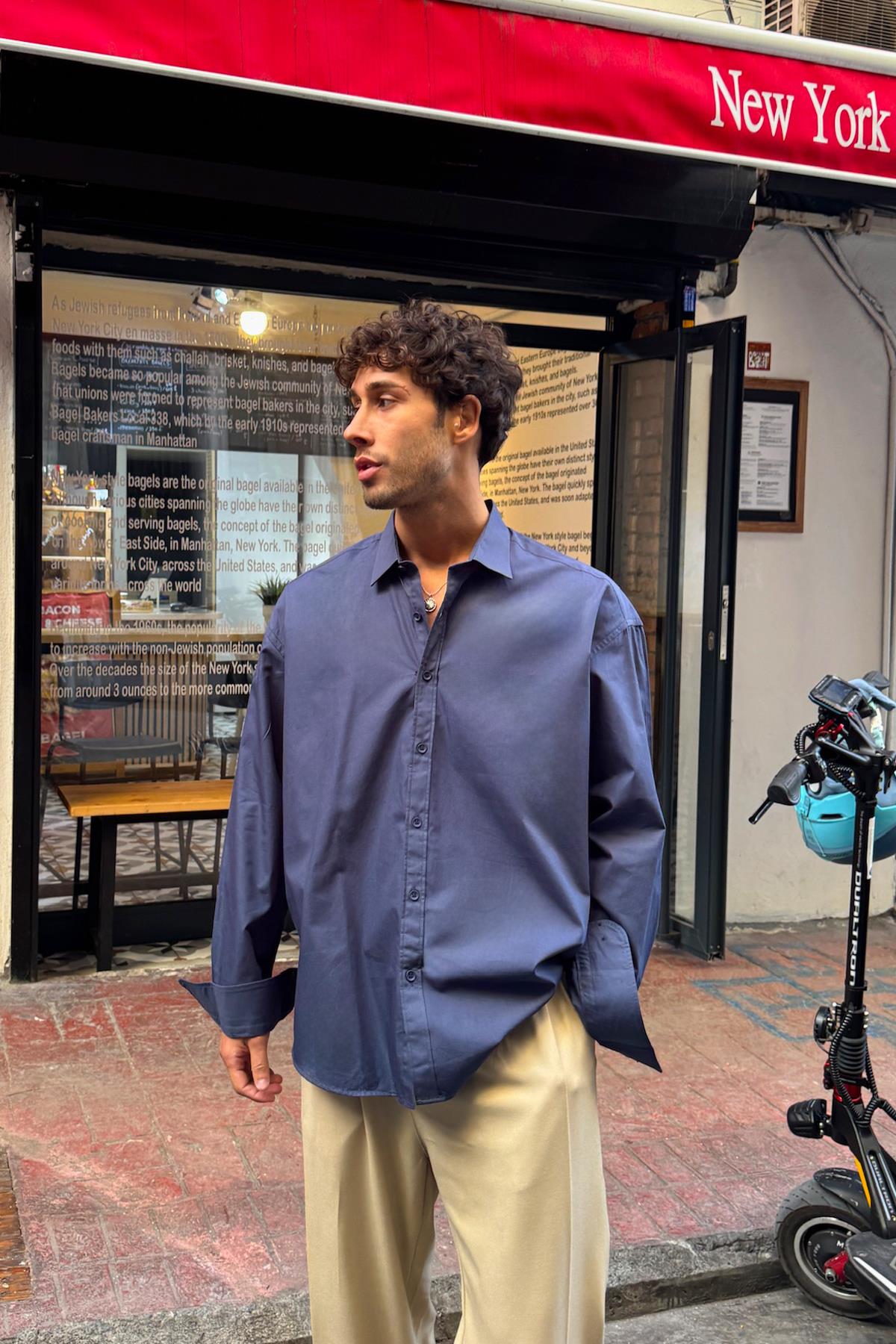 Basic Poplin Gömlek Lacivert