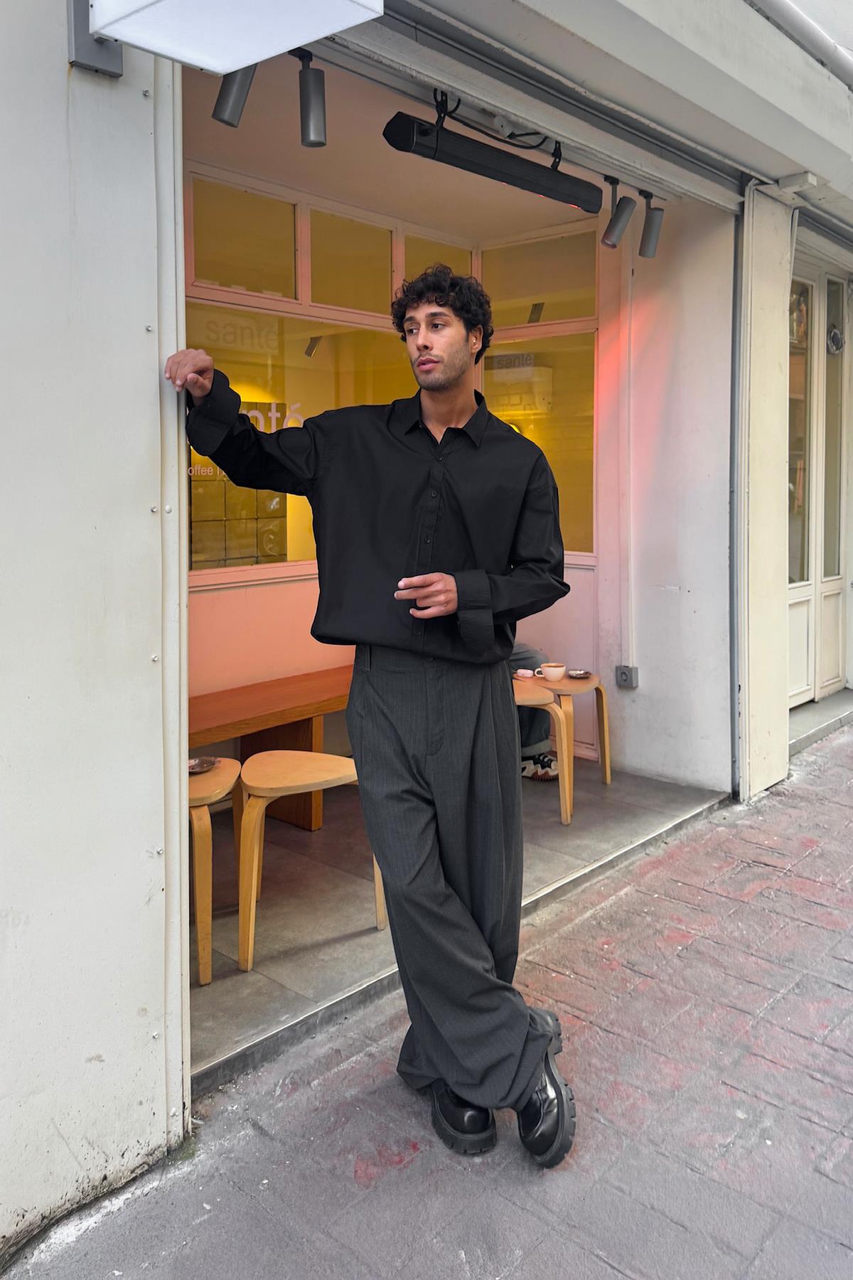 Basic Poplin Gömlek Siyah