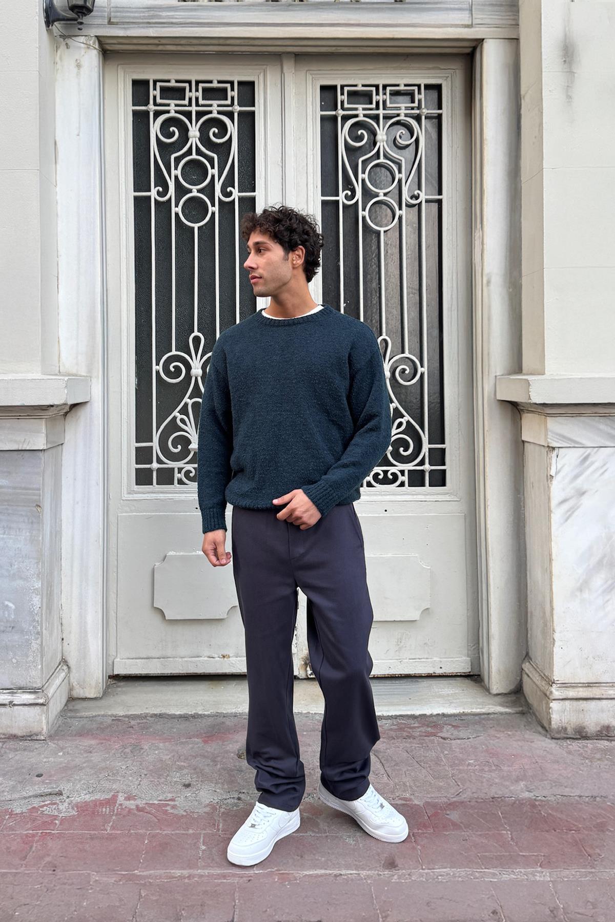 Basic Regular Gabardin Pantolon Füme