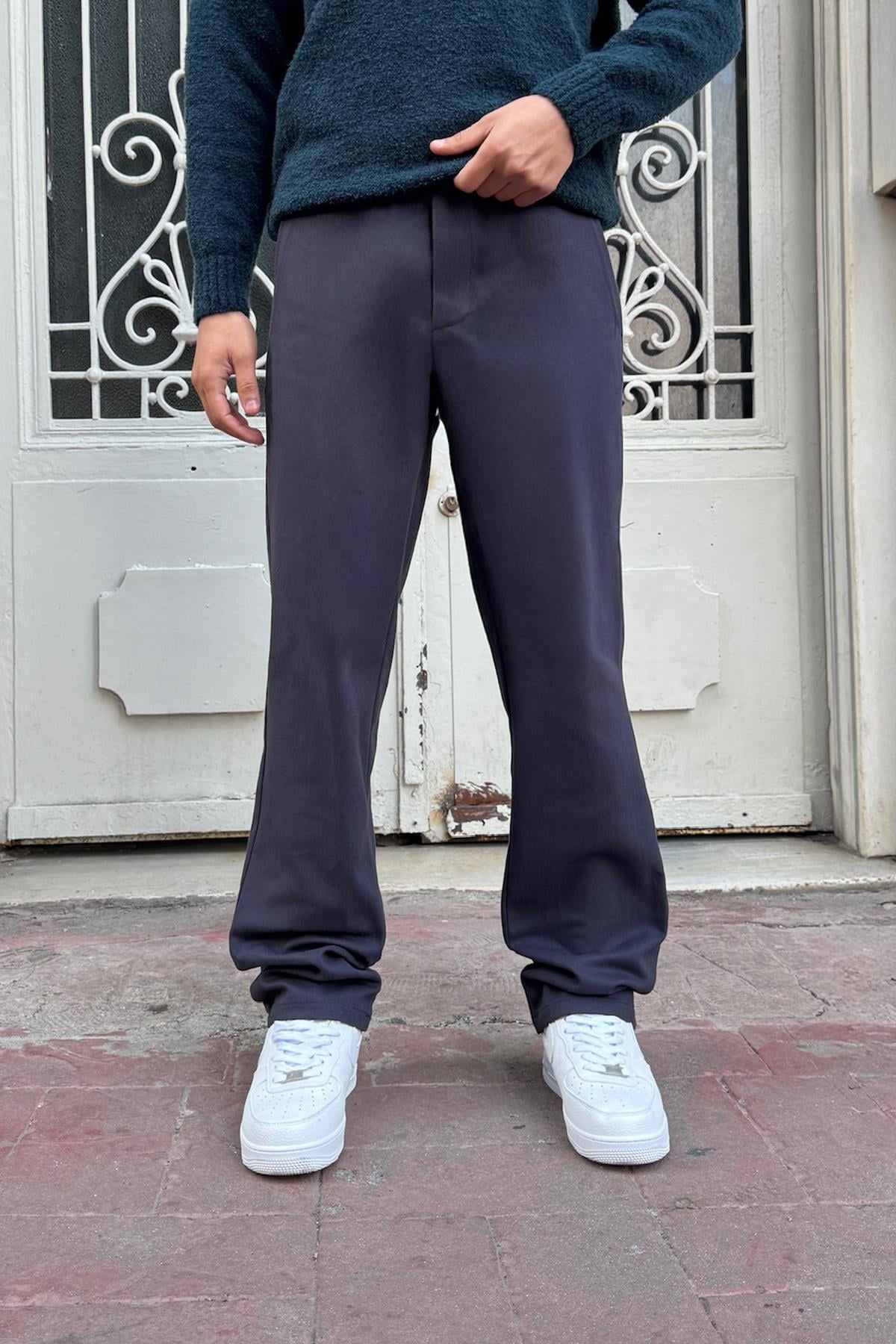 Basic Regular Gabardin Pantolon Füme