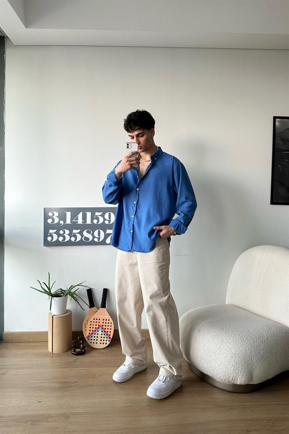 Chill Cozy Relax Fit Saks Mavi Gömlek