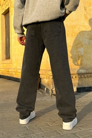 Basic Kar Yıkama Baggy Jean Siyah