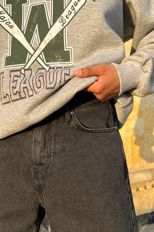 Basic Kar Yıkama Baggy Jean Siyah
